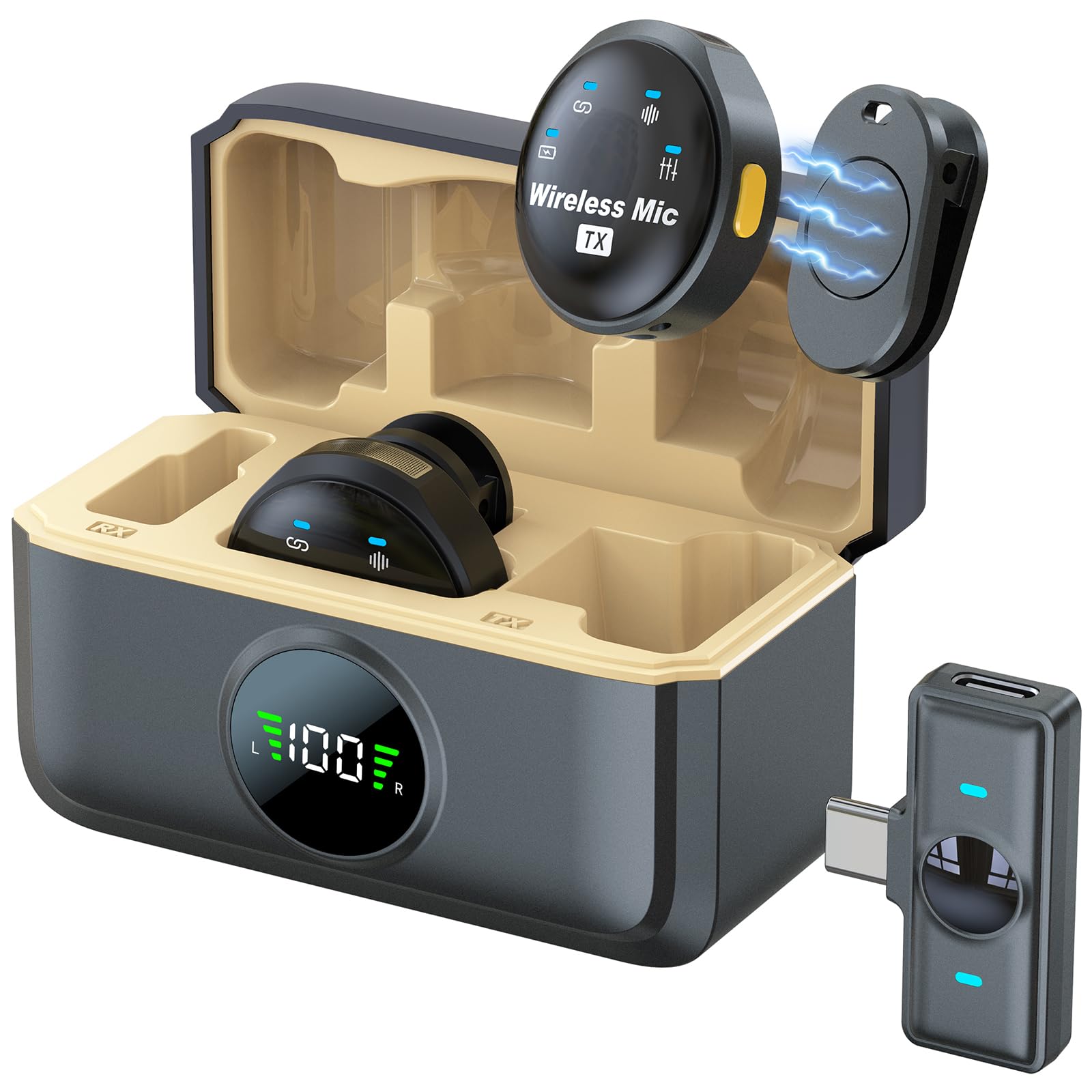 NPTCL Wireless Lavalier Mini Microphone for iPhone 17 16 15 - Noise Canceling USB C Phone Microphone for Android Video Recording