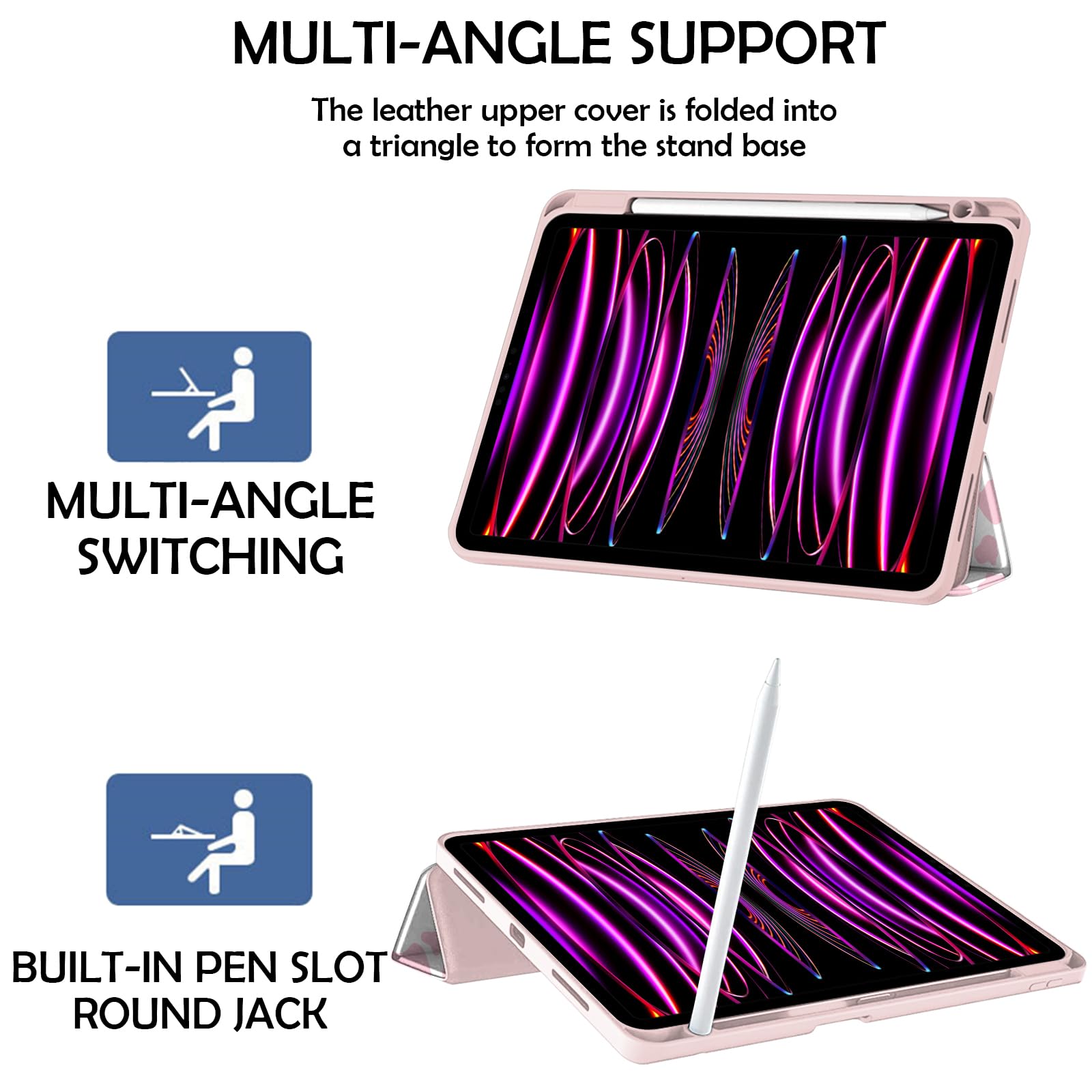 Deokke Compatible With Ipad Pro 11 Inch Case,4Th/3Rd/2Nd/1St Gen(2022/2021/2020/2018) With Pencil Holder Tpu Back Case,Auto Slee
