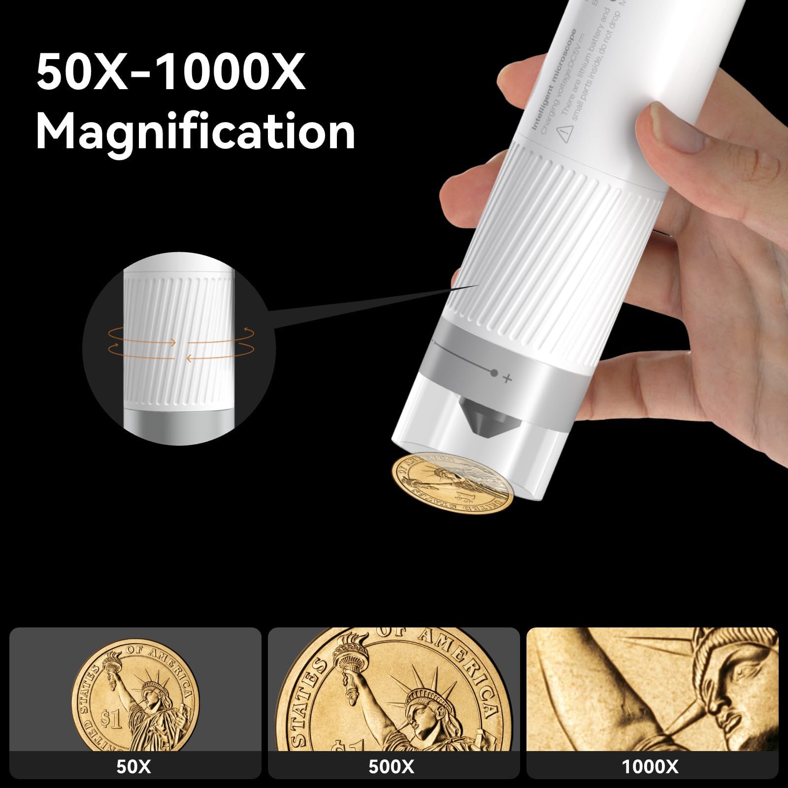 Mini Pocket Microscope For Kids Adults, Kids Microscope, Handheld Wireless Digital Microscope With Adjustable Led Lights Portabl