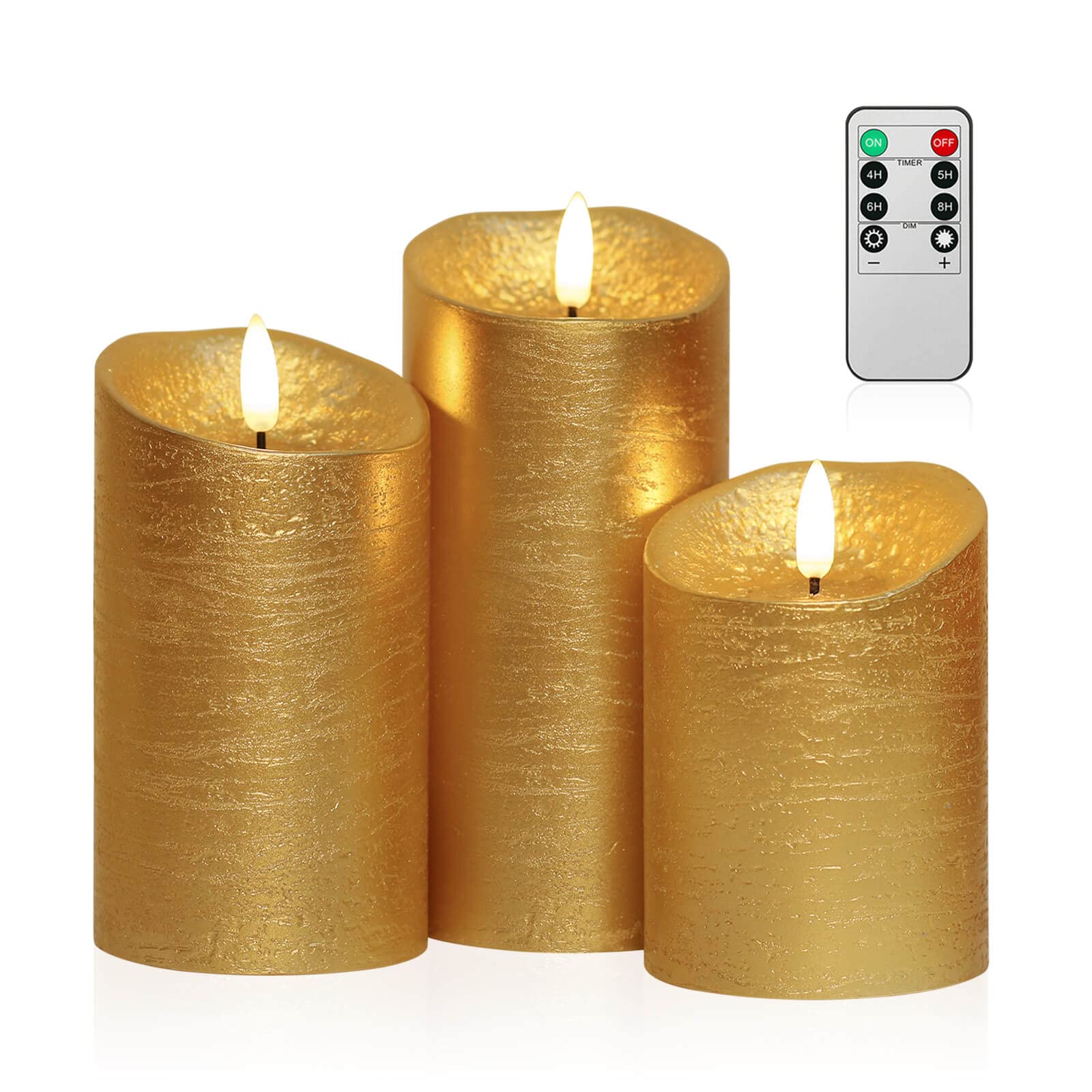 Angelloong Flickering Flameless Candles With Timer, Battery Operated Candles With Remote, Set Of 3 Real Wax Holiday Led Candles