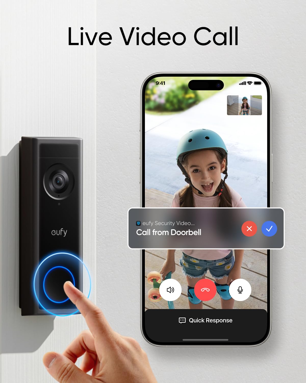 Eufy Video Doorbell C31, 2K Fhd, Dual Power Options, Live Video Call, Easy Installation, Quick-Release Battery, 24/7 Recording,