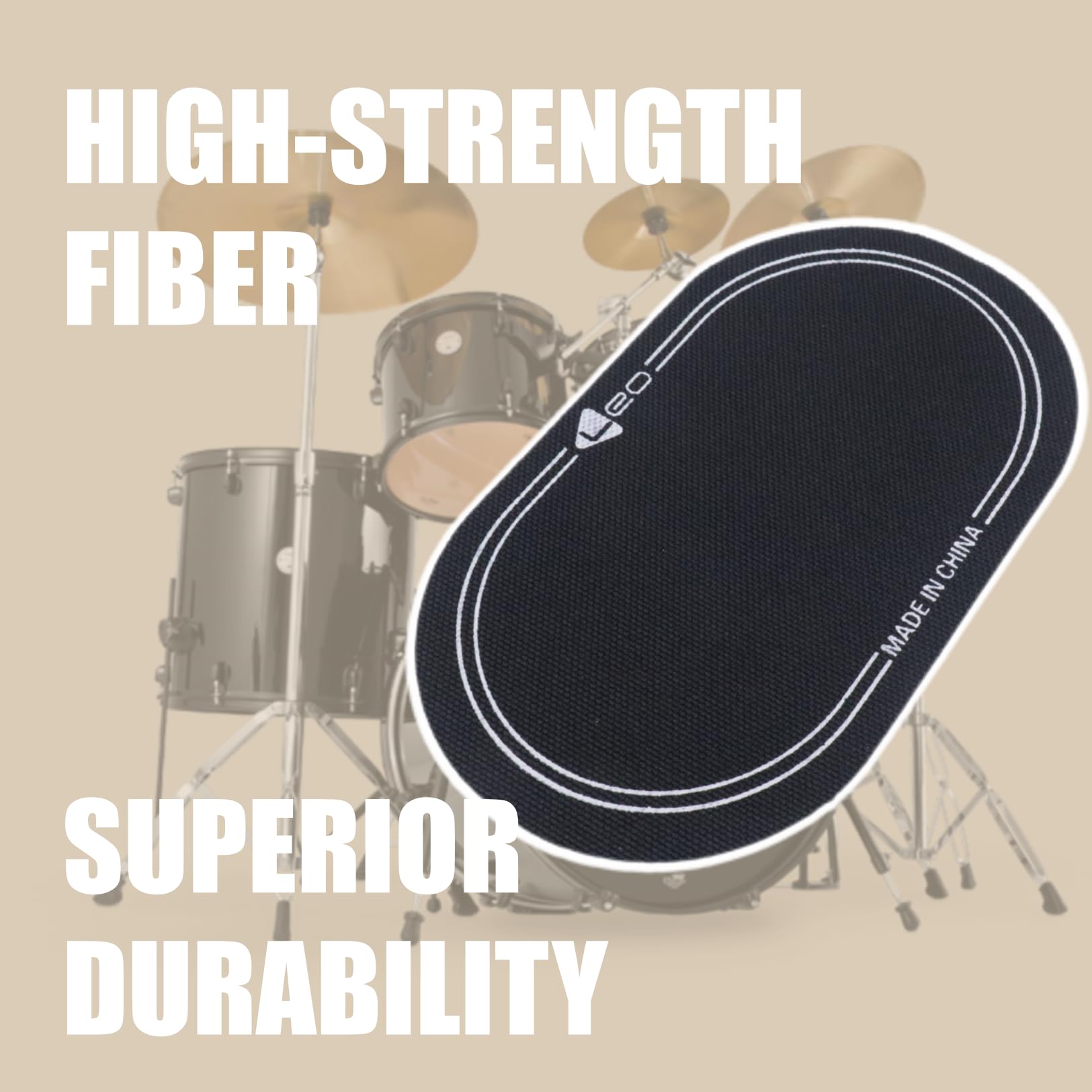 Cashbeat 2Pcs High Strength Fiber Bass Drum Double Pedal Patch, 6.1'' X 3.5'' Self Adhesive Drumhead Mute Pad, Durable & Effecti
