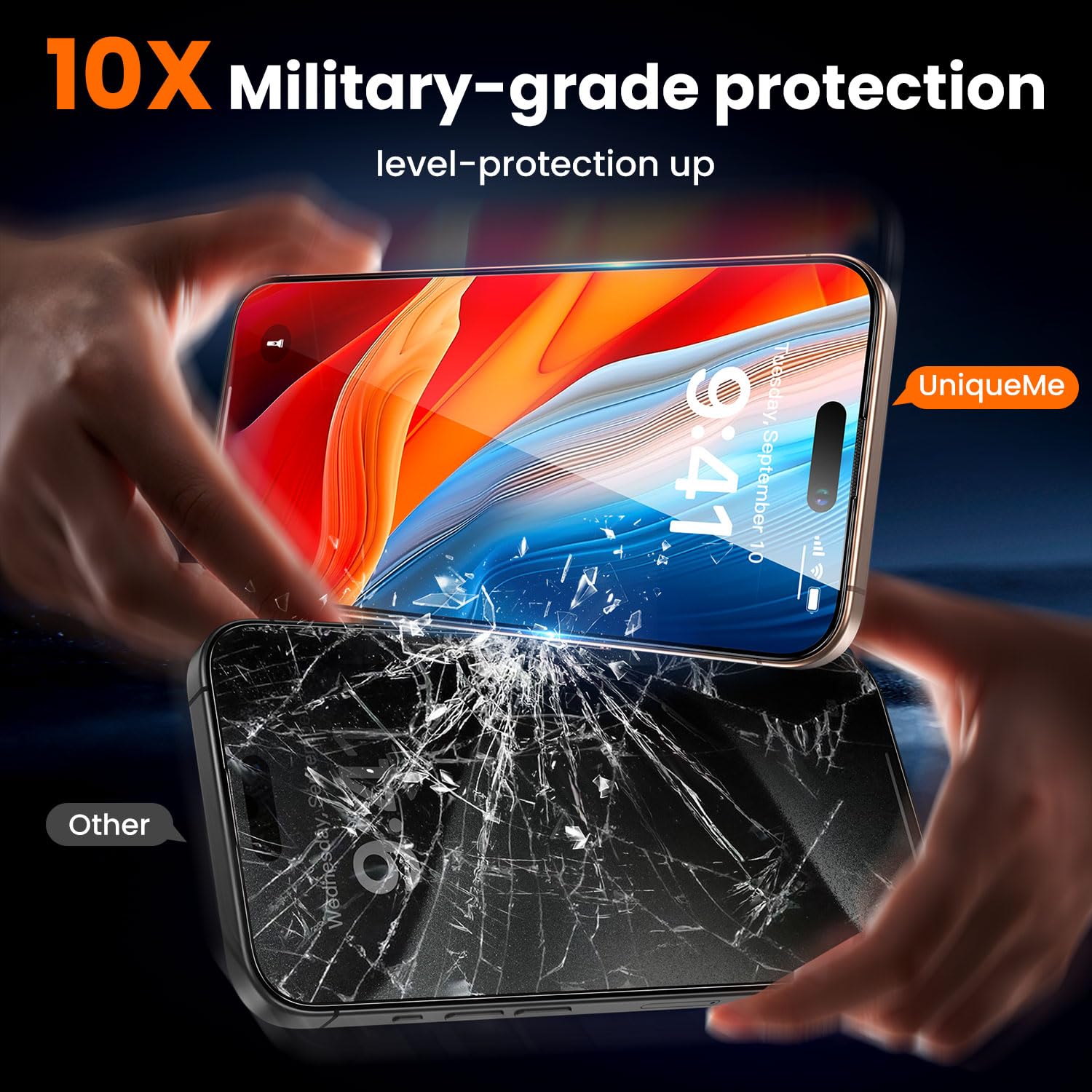 Uniqueme For Iphone 16 Pro Max Screen Protector, [Military Grade Shatterproof & 9H+ Hardness] Screen Protector 16 Pro Max Temper