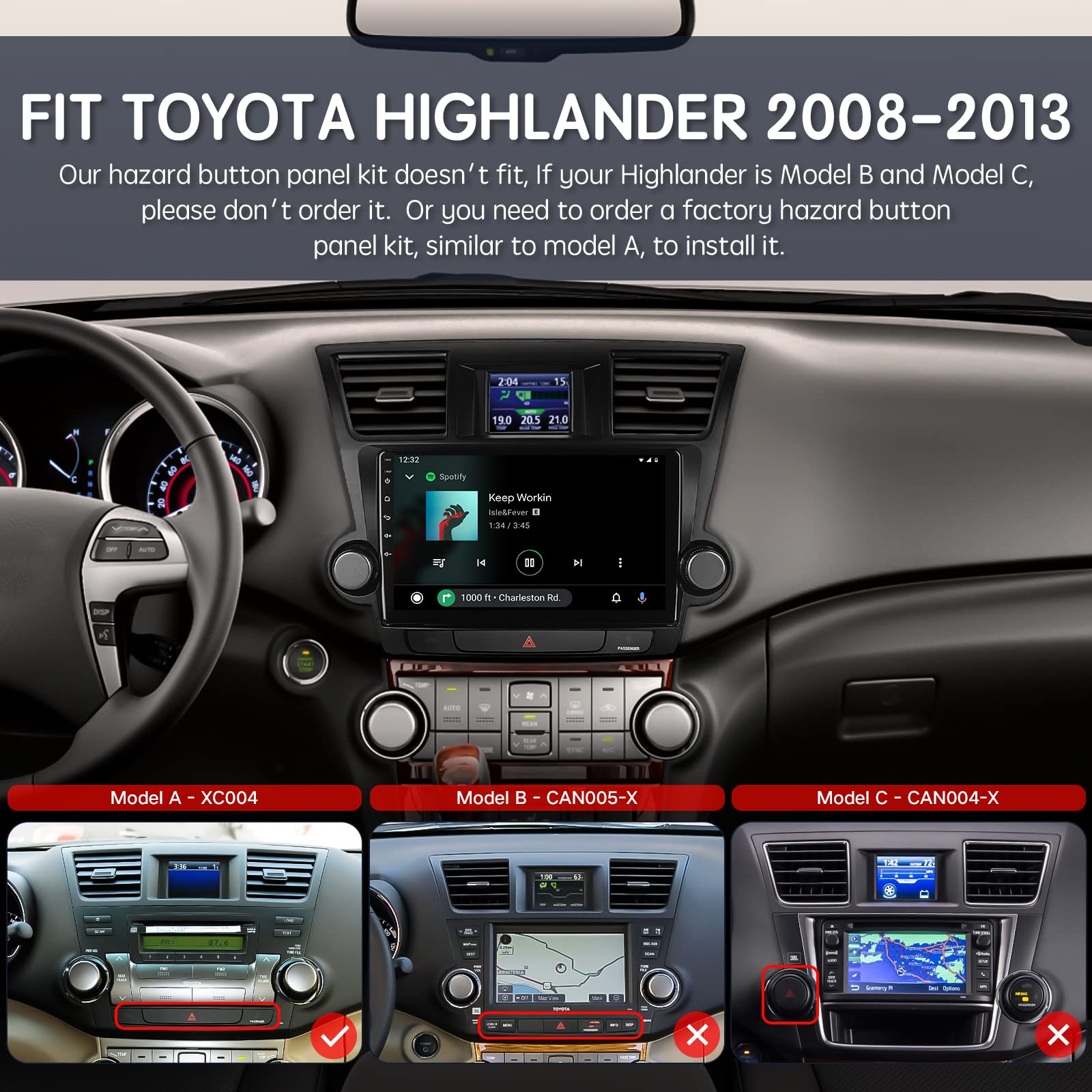 Wireless Apple Play Car Stereo With Bluetooth, Viabecs 6Gb 128Gb 10.2 Inch Touchscreen Radio For Toyota Highlander 2008 2013 Android Auto Head Unit Support Gps Navigation, 5Ghz Wifi, Swc, Am Fm Radio