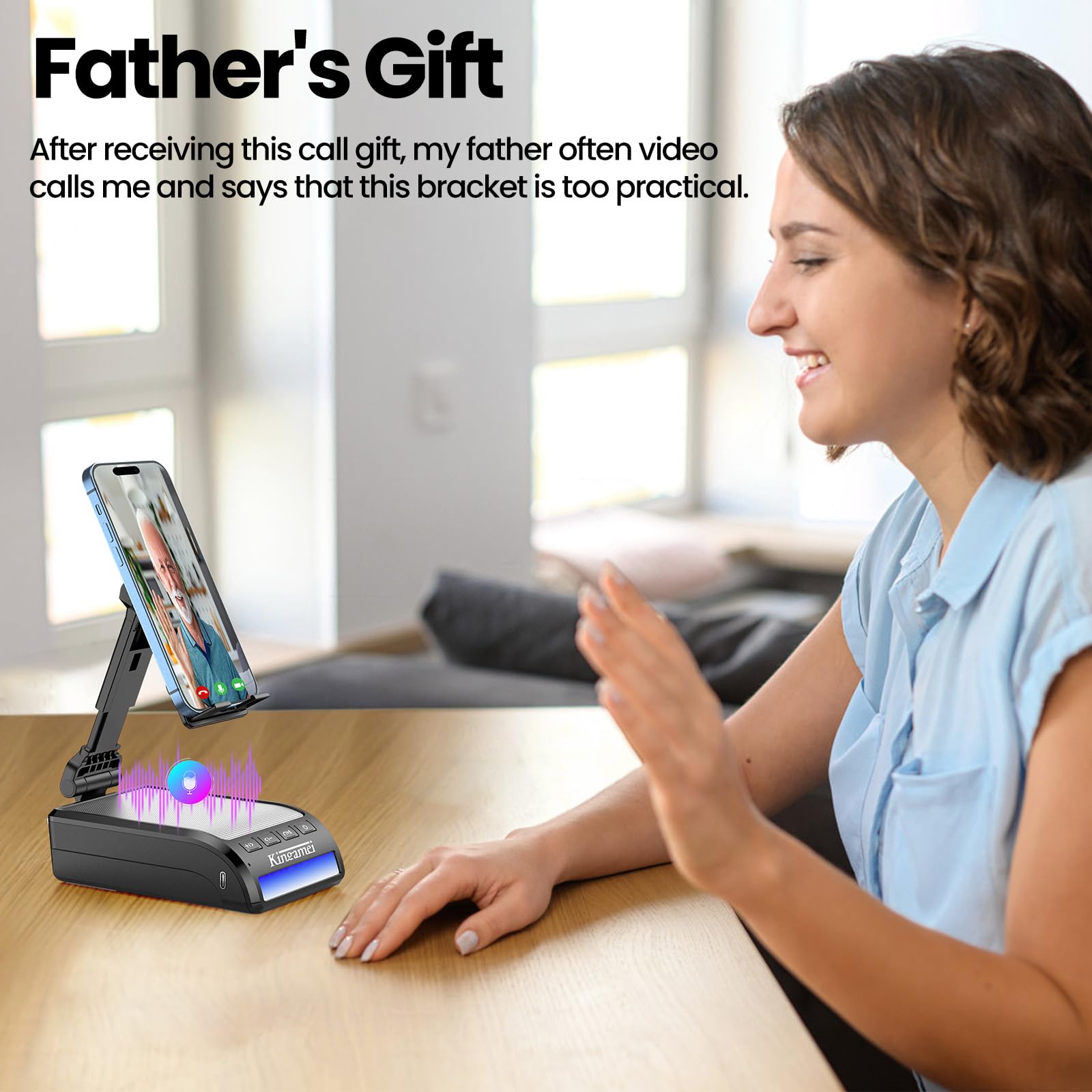 Kingamei Birthday Gifts For Men  Cell Phone Stand With Wireless Bluetooth Speaker Valentines Day Gifts For Him Wireless Induction Bluetooth Speaker With Phone Stand Cool Tech Holiday