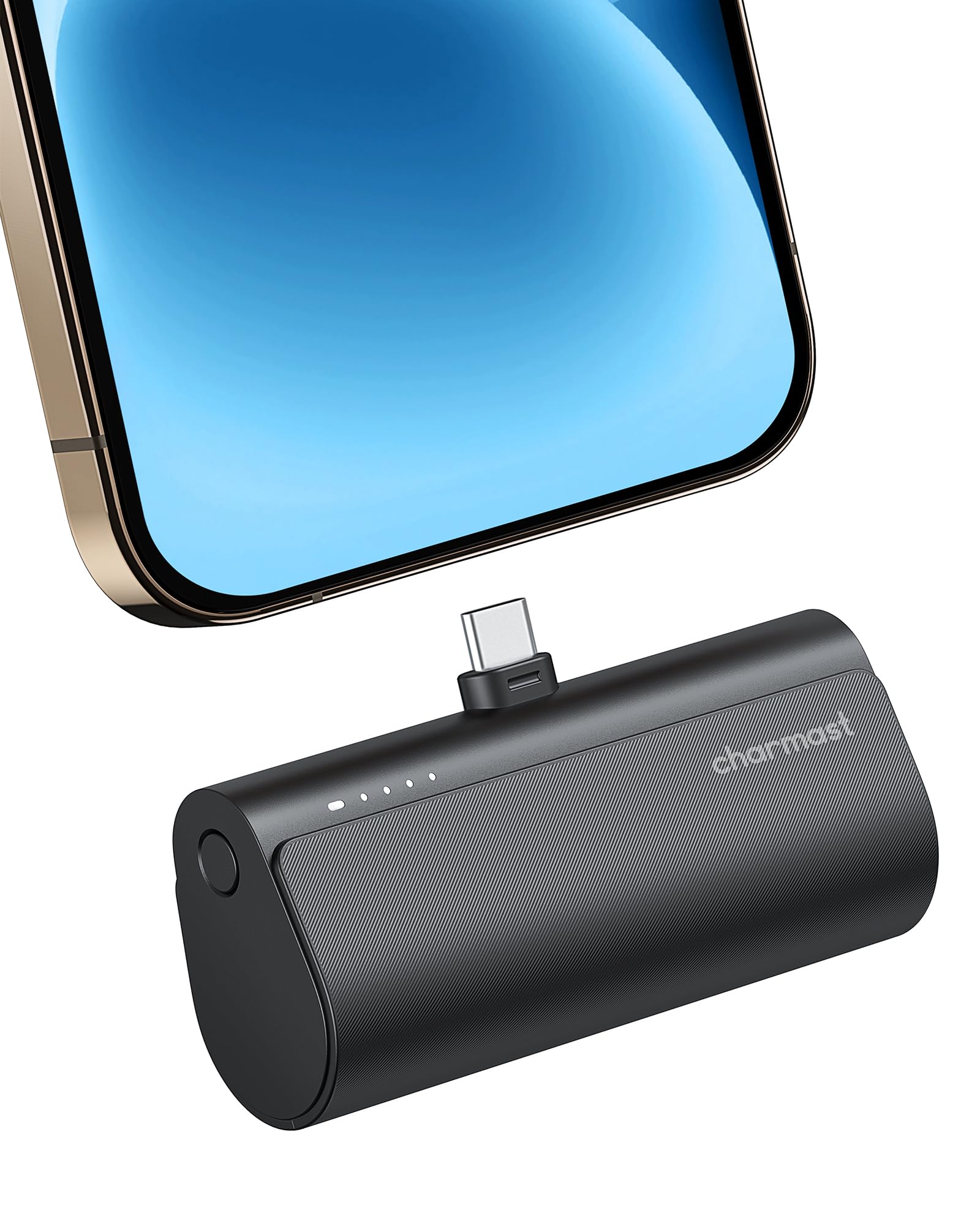 charmast Portable Charger USB C for iPhone 17/16/15, 5000mAh Fast Charging Power Bank with Built-in Type-C Connector, 20W Mini B