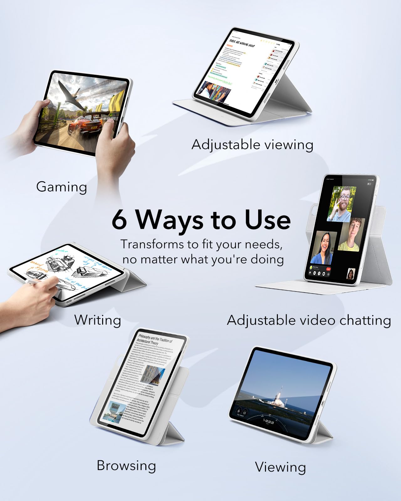 Esr For Ipad Air 13 Inch Case (2025/2024) M3/M2 With Pencil Holder, Removable Magnetic Cover, Vertical Stand, Fully Supports Pen