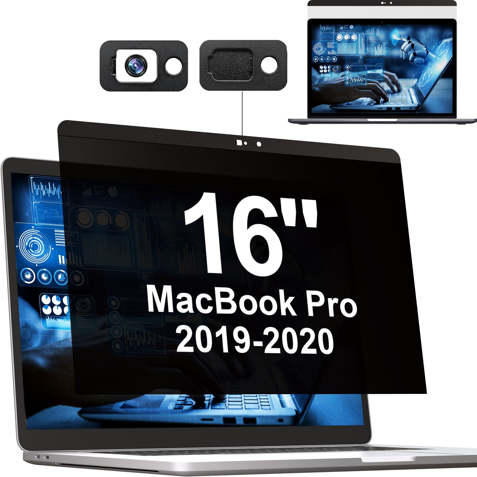 Mamol Privacy Screen Macbook Pro 16 Inch 2019 (A2141), Magnetic Removable Anti Glare Blue Light Filter Privacy Screen Protector 