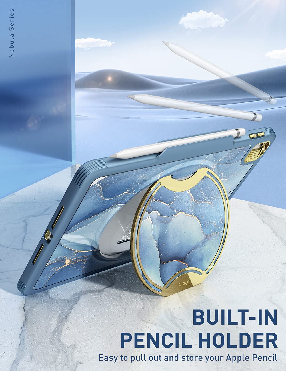 Clayco Nebula Case For Ipad 9Th/8Th/7Th Generation Case 10.2 Inch 2021/2020/2019, Multi-Angle Viewing Full Body Stand Cover For