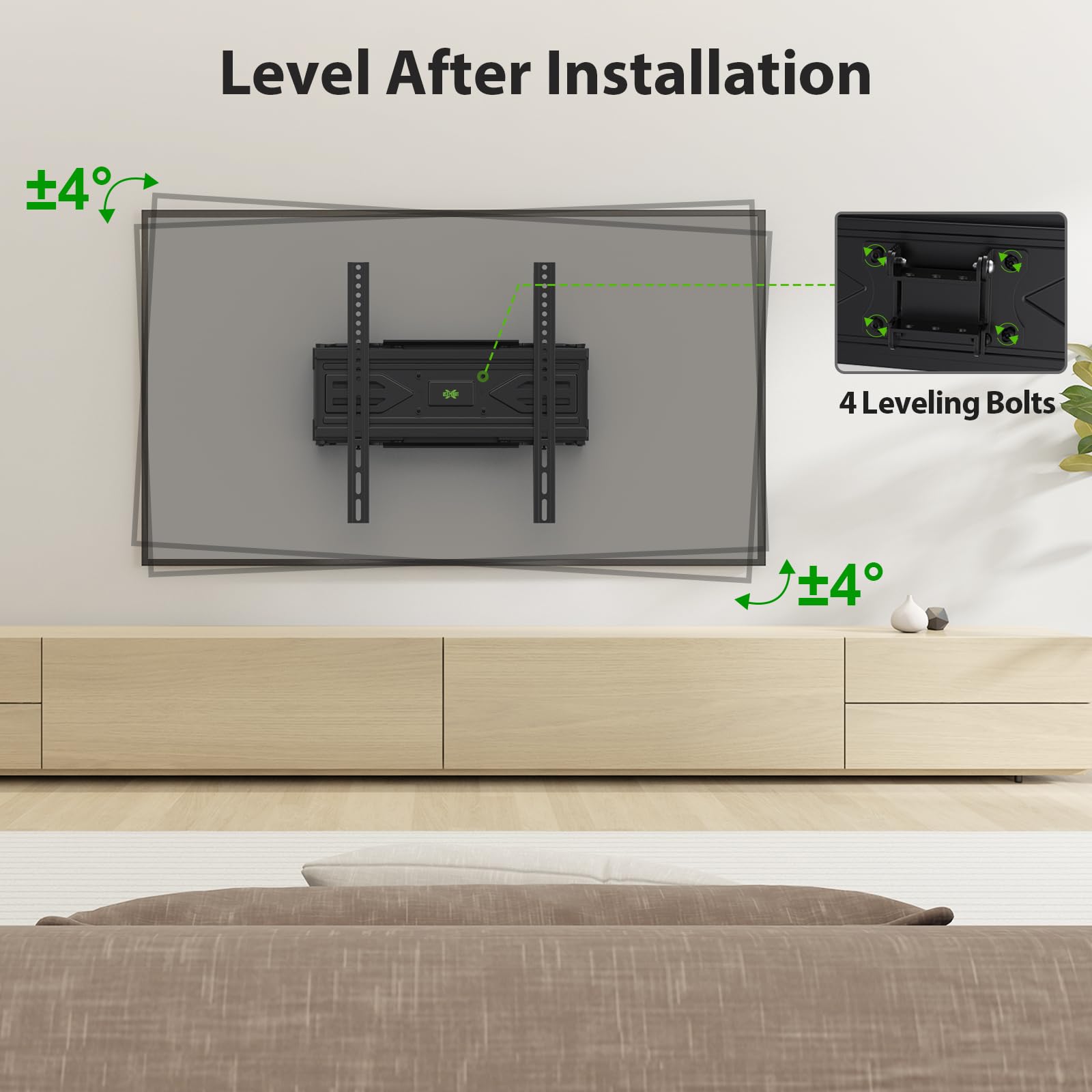 USX MOUNT Full Motion TV Wall Mount for 32-70 inch TVs up to 99 lbs, Swivel & Tilt, Max VESA 400x400mm, Black, Model XMM
