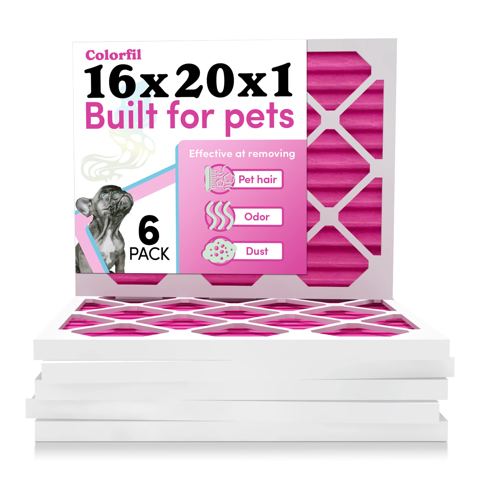 16X20X1 Air Filter By Colorfil | Color Changing Filters For Cat And Dog Odor | Merv 8 Furnace Ac Filter For Pet Hair And Dust |