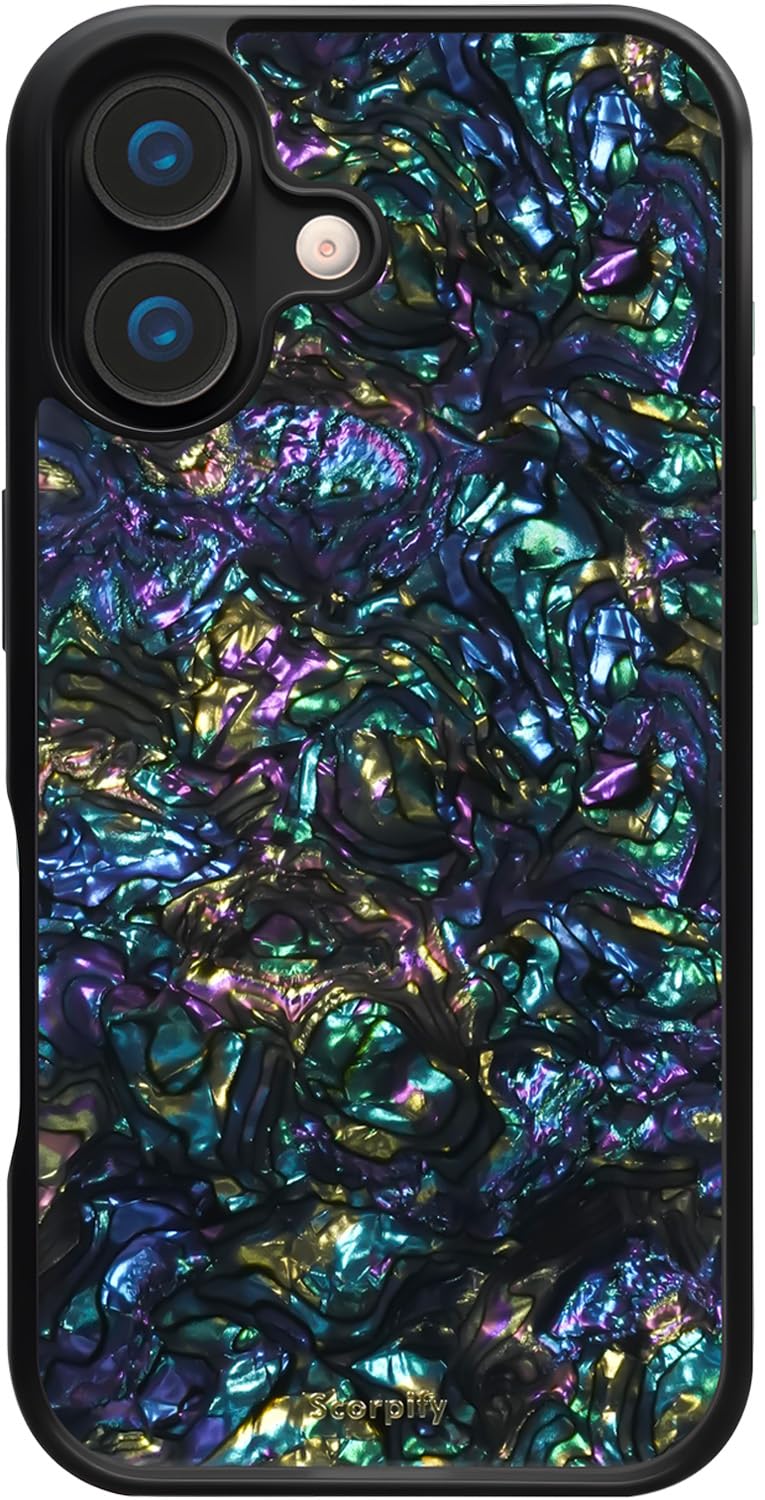 SCORPIFY for iPhone 17 Case [Compatible with MagSafe] with Gleam Mystic Abalone, Cute Magnetic Phone Cover Bumper for Women Girl