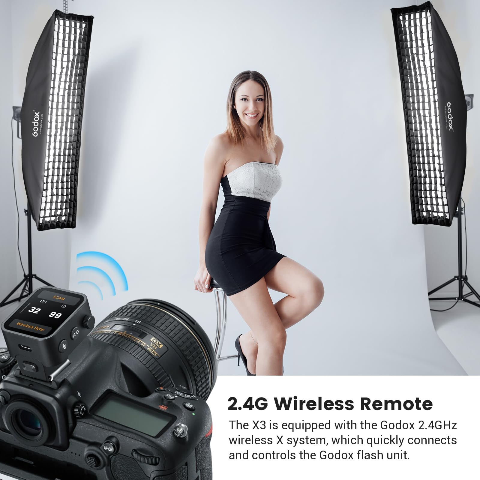 Godox X3 N Touchscreen Ttl Wireless Flash Trigger For Nikon Camera, 1/8000S Hss Ttl Tcm Function, Built In Battery Usb C Charge