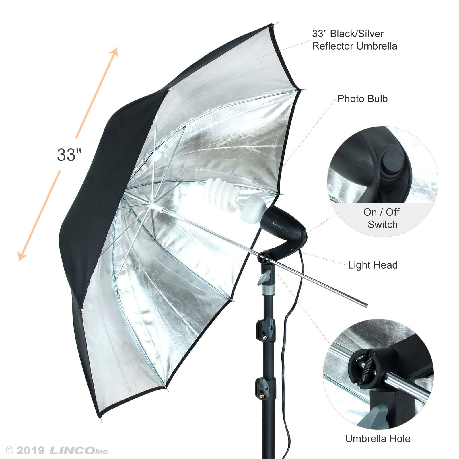 Linco Lincostore Photography Photo Portrait Studio Lighting 600W Umbrella Continuous Lighting Kit For Video Shooting Am126