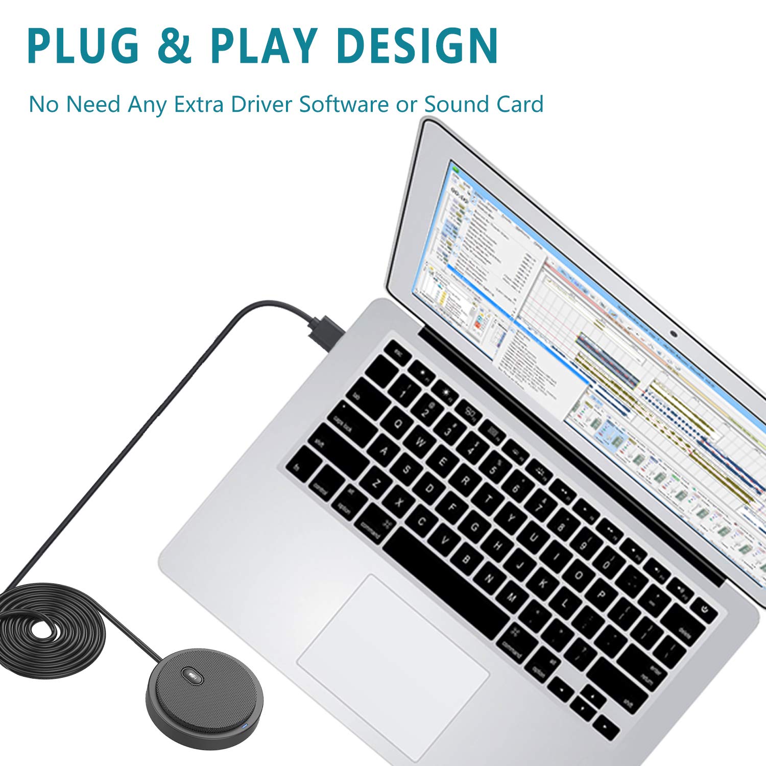 Upgraded Usb Conference Microphone For Computer, 360 Omnidirectional Condenser Mic With Mute Key, Great For Video Conference, Ga