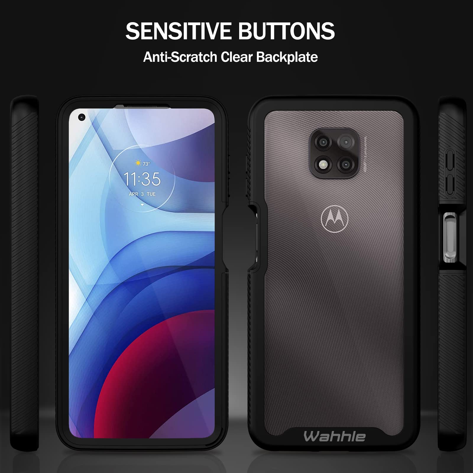 Wahhle Compatible With Moto G Power 2021 Case, Built In Screen Protector Full Body Shockproof Slim Fit Bumper Protective Phone C