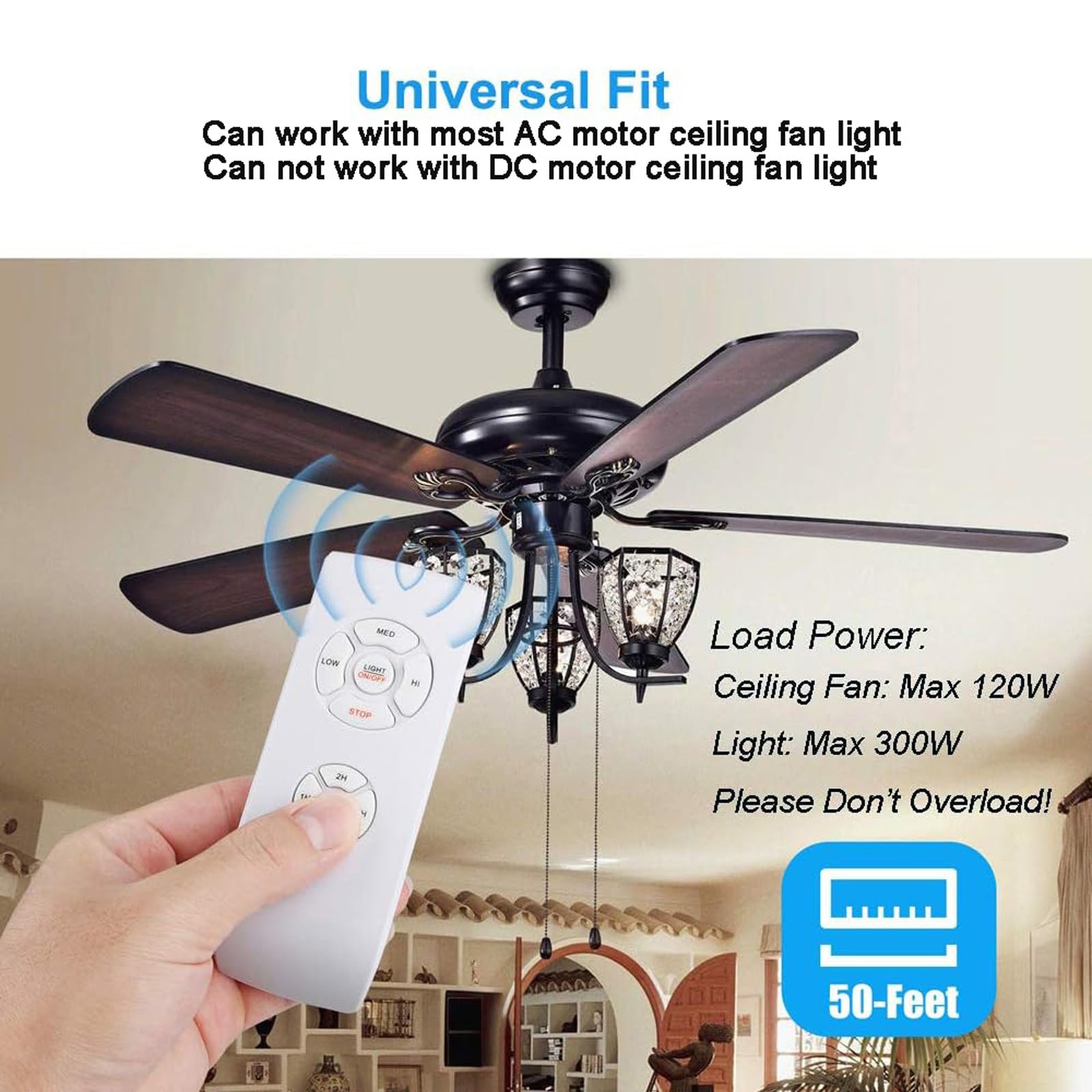 Lphumex 2 Pack Universal Ceiling Fan Remote Control Kits, 3 In 1 Fan Speed, Timing And Light Wireless Remote Control For Ceiling