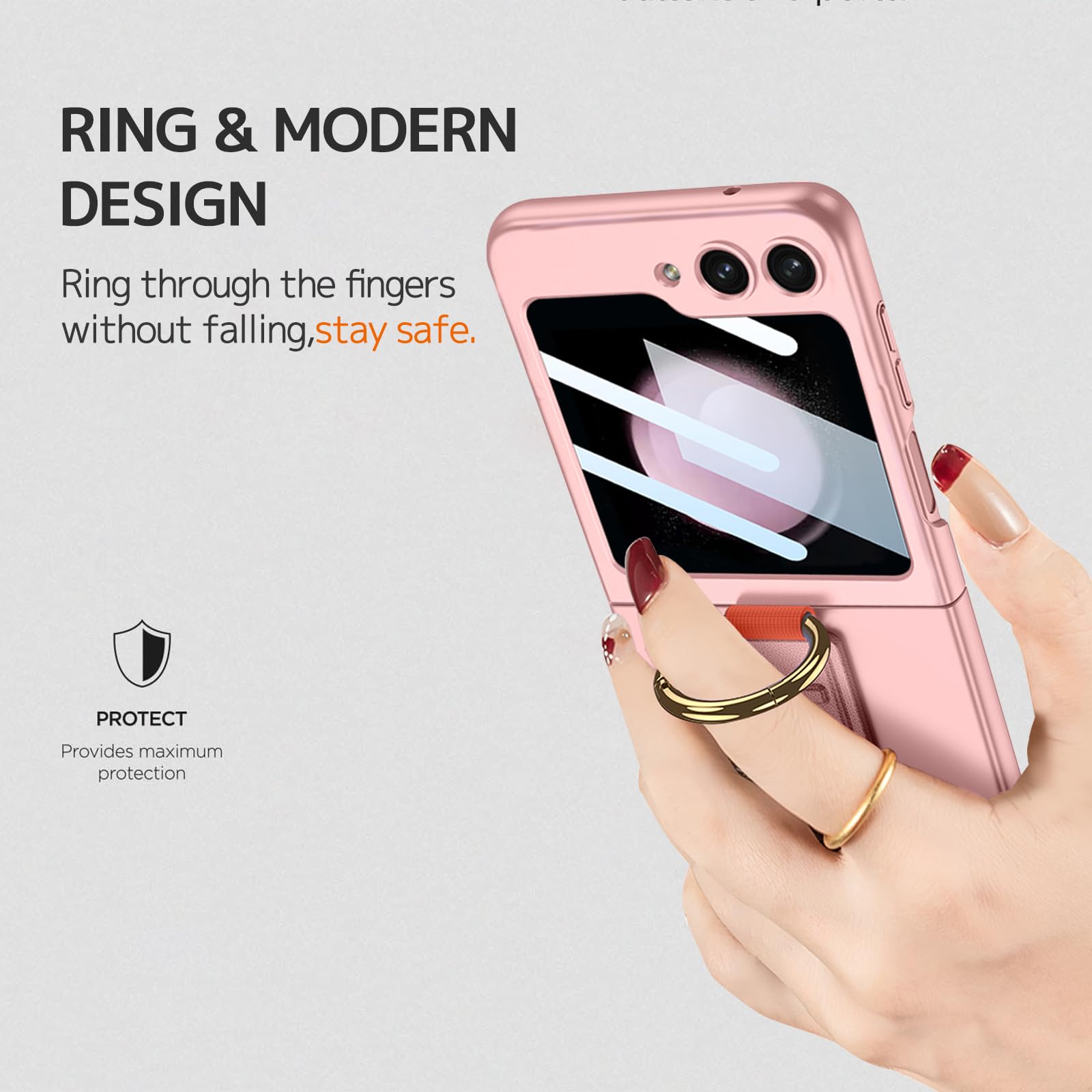 Ninki Cute Cover For Samsung Galaxy Z Flip 6 Case With Screen Protector & Strap,Shockproof Thin Ring Holder Grip For Samsung Z F