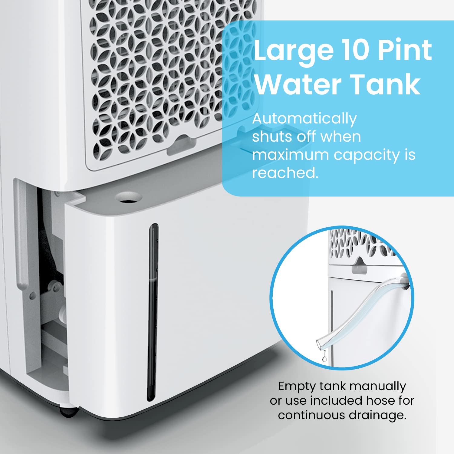 Pro Breeze 50 Pint Dehumidifier for Large Rooms & Basements, White, PB-D-23, Auto Shut Off, Humidity Sensor, Continuous Drainage
