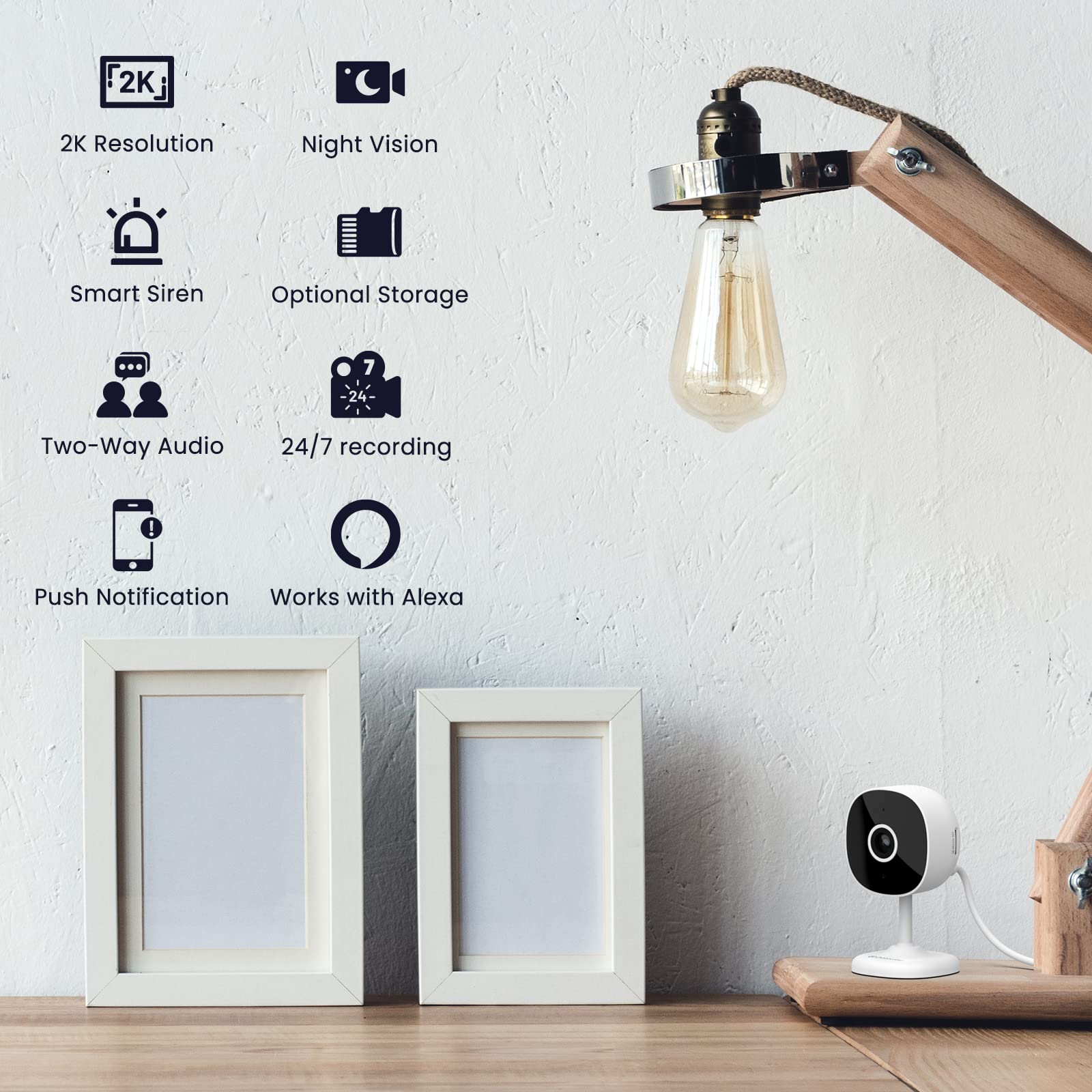 Wifi Camera 2K, Galayou Indoor Home Security Cameras For Baby/Elder/Dog/Pet Camera With Phone App,24/7 Sd Card Storage,Works Wit