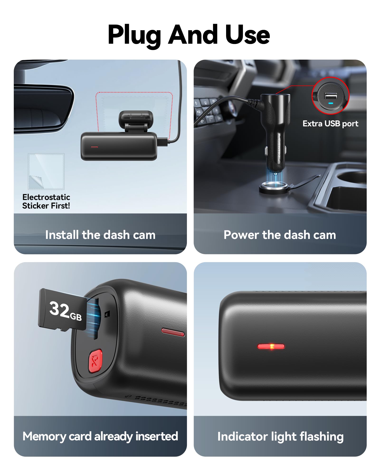 Redtiger 4K Dash Cam Front, Adas, Built In Wifi Gps, Mini Hidden Dash Camera For Cars With G Sensor, 24H Parking Monitor, Free 3