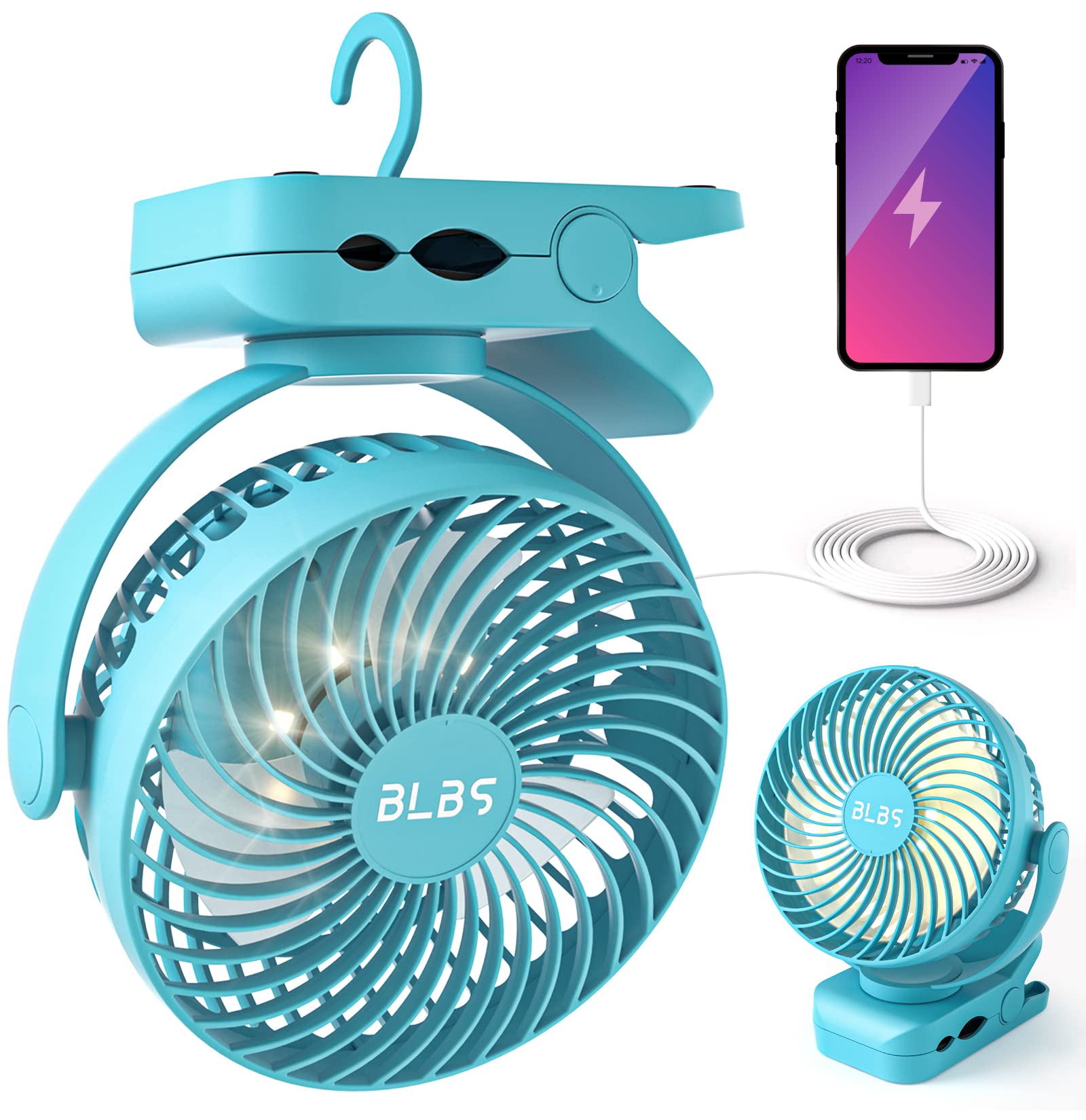Portable Fan   65H 12000Mah Tent Fans For Camping   Camping Fan Rechargeable With Output Ports, Battery Powered Fan With Hanging