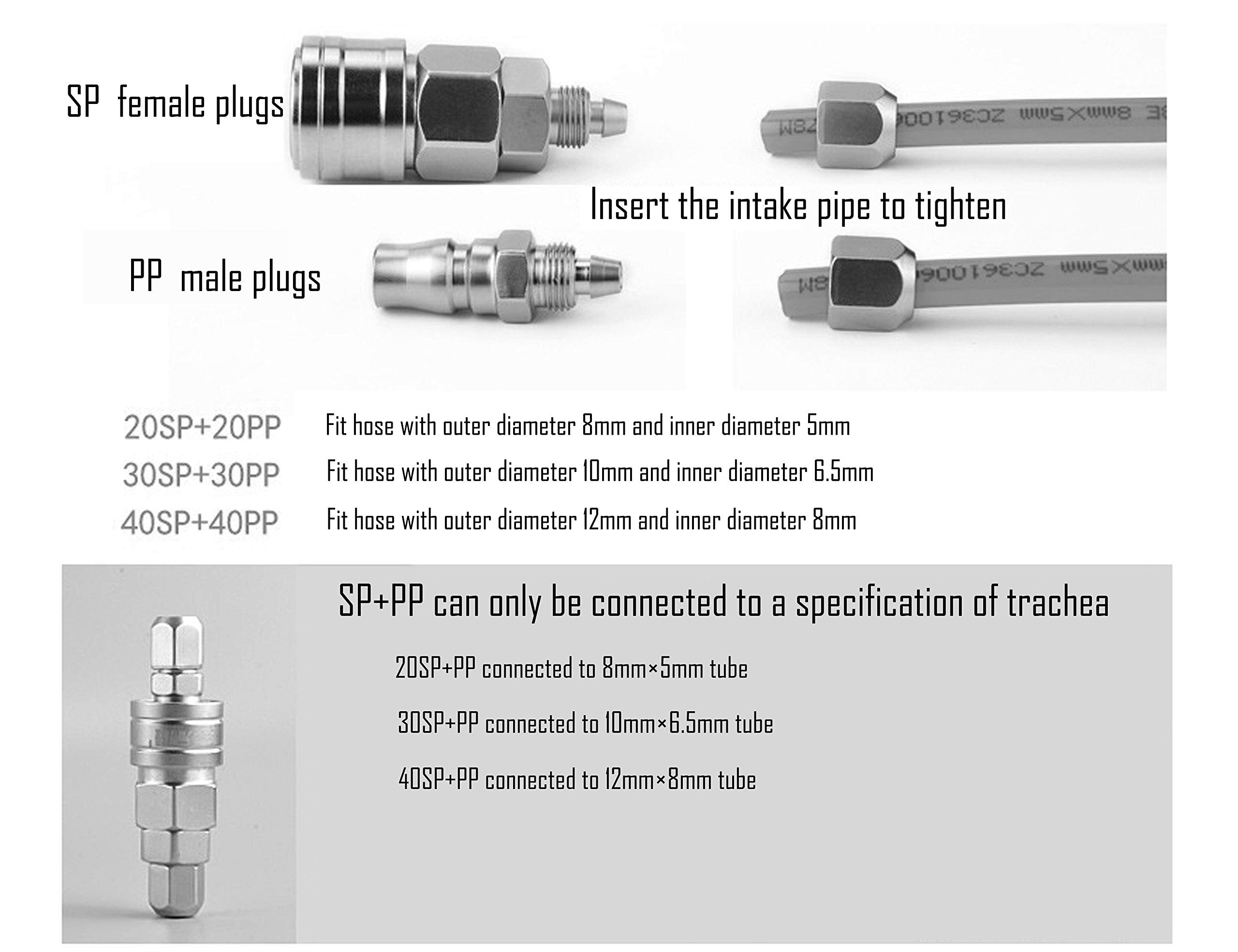 Lby Air Coupler And Plug Kit, Industrial Type C Air Hose Fittings, Compressor Pneumatic Connector, Sp20/30/40 + Pp20/30/40 Quick