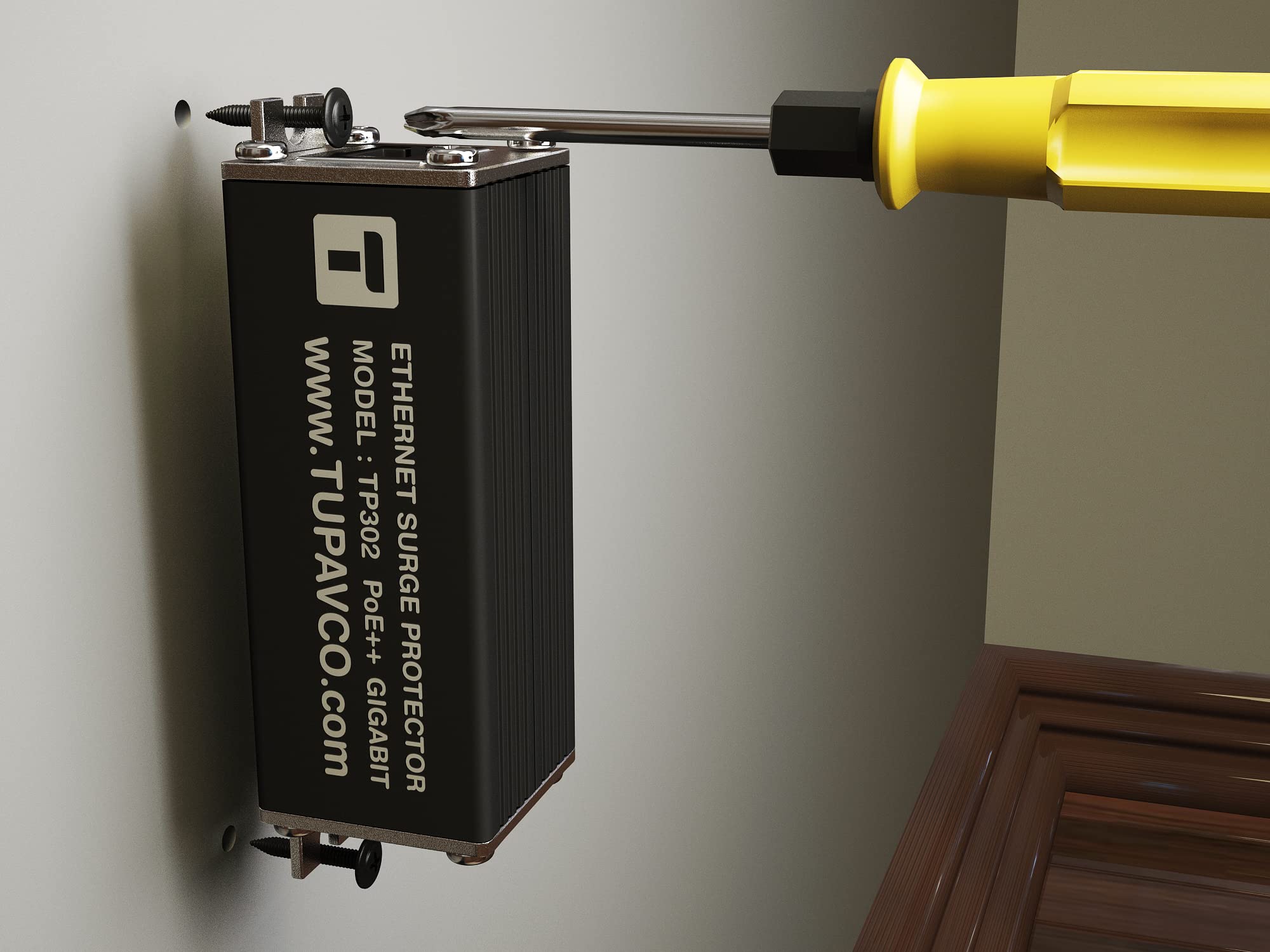 Tupavco Ethernet Surge Protector Gigabit Poe++ (154W/3.2A) Mounting Flange (Gas Discharge Tube) Metal Shielded Rj45 Lightning Su