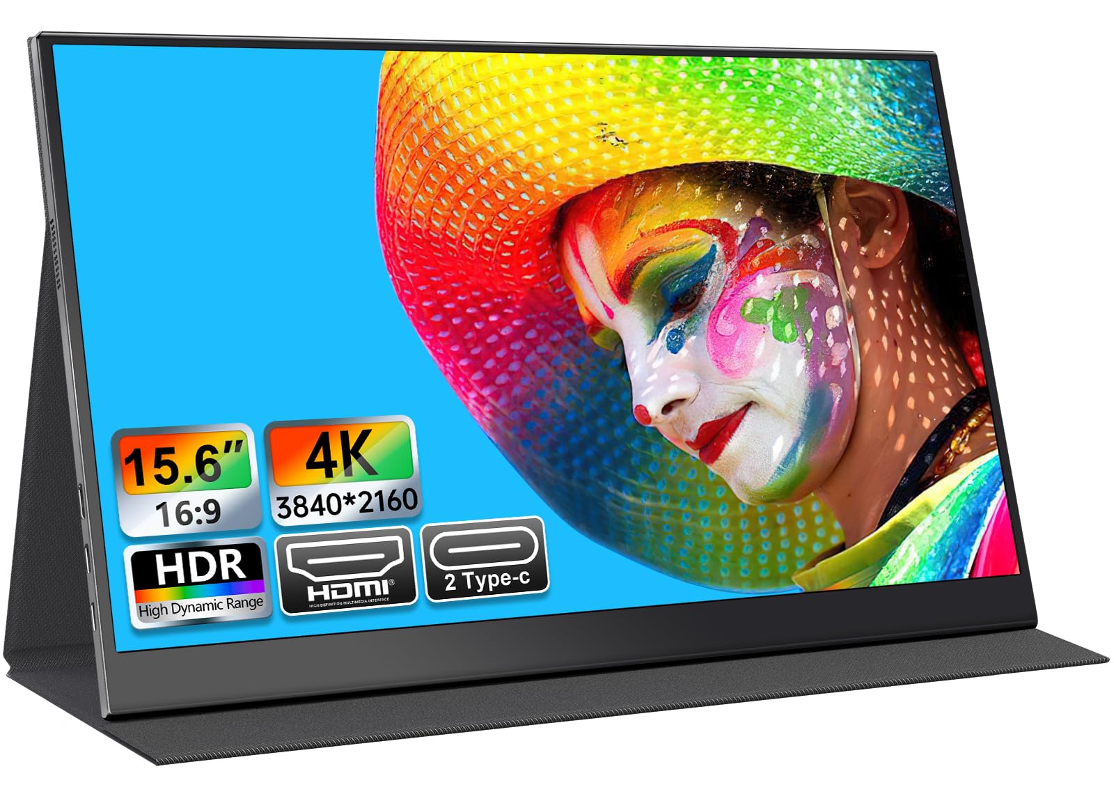 DHPL 4K Portable Monitor - 15.6 Inch 3840??160 Resolution, 100% sRGB, IPS Screen with Built-in Speakers, USB-C/HDMI Connectivity
