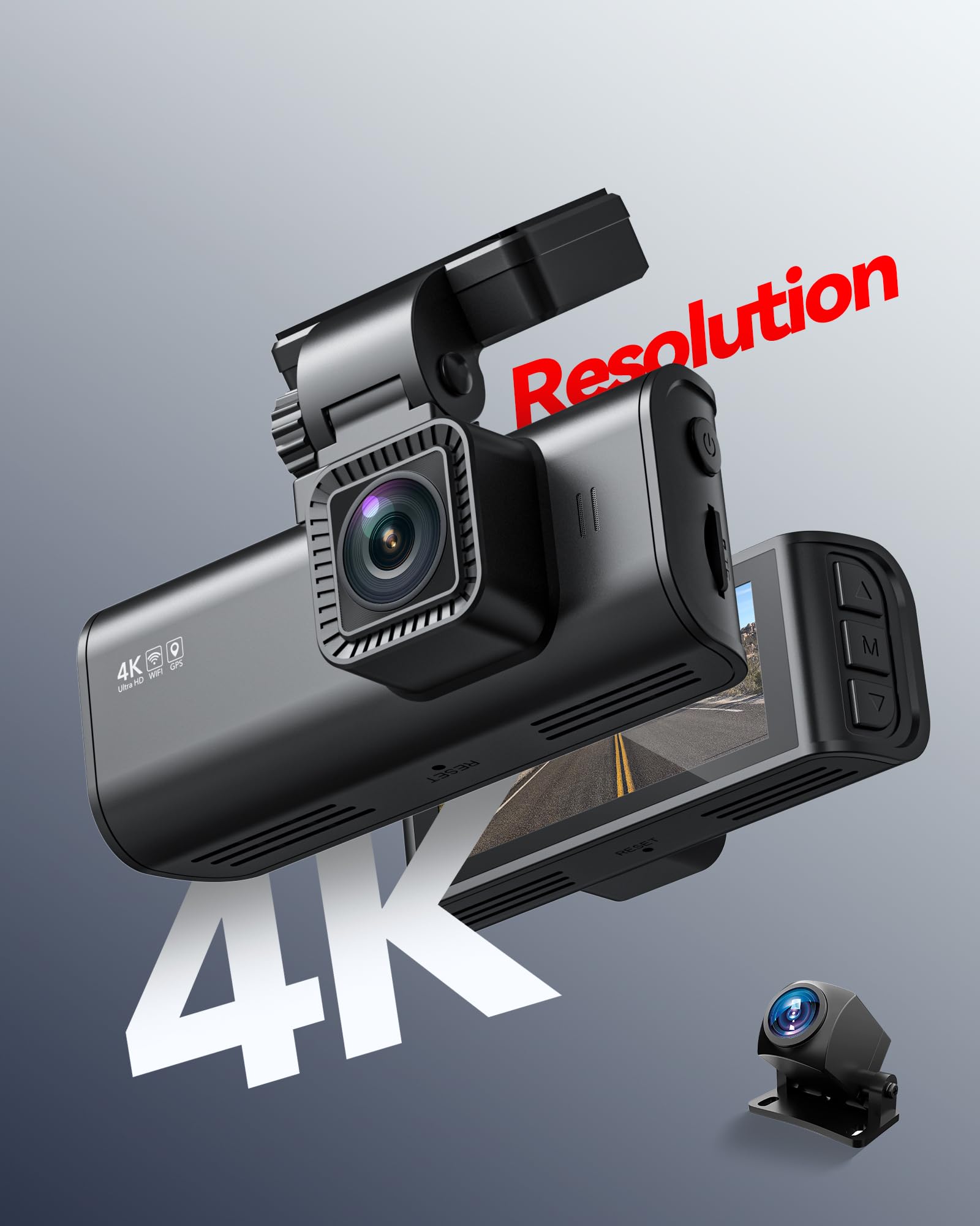Redtiger F7N 4K Dual Dash Cam With 64Gb Card, Built In Wifi Gps Front 4K/2.5K And Rear 1080P Dual Dash Camera For Cars,3.18 Inch