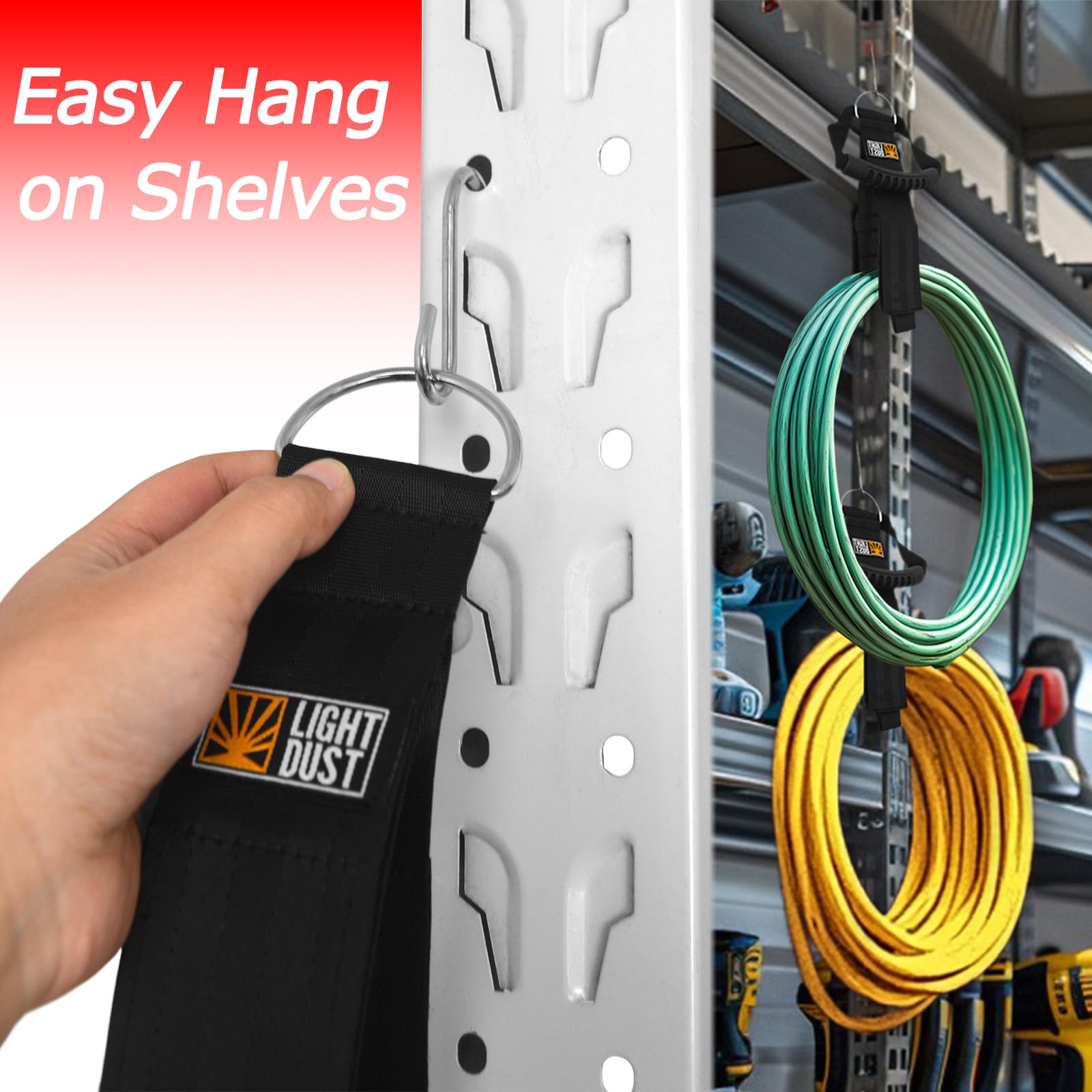 Hanging Extension Cord Holder   Handle Wrap Straps With S Hooks 16Pack 13'' 22'' 35'' Heavy Duty Garage Organizer Tool Hangers