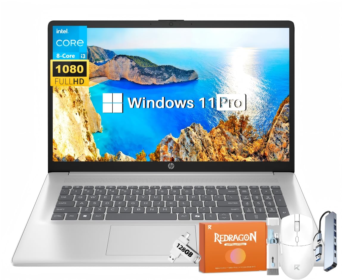 HP 17 Laptop Computer 2025 for Business Students, 17.3 FHD Display, Intel 8-Core Processor, 32 GB RAM, 2 TB SSD, Windows 11 Pro,