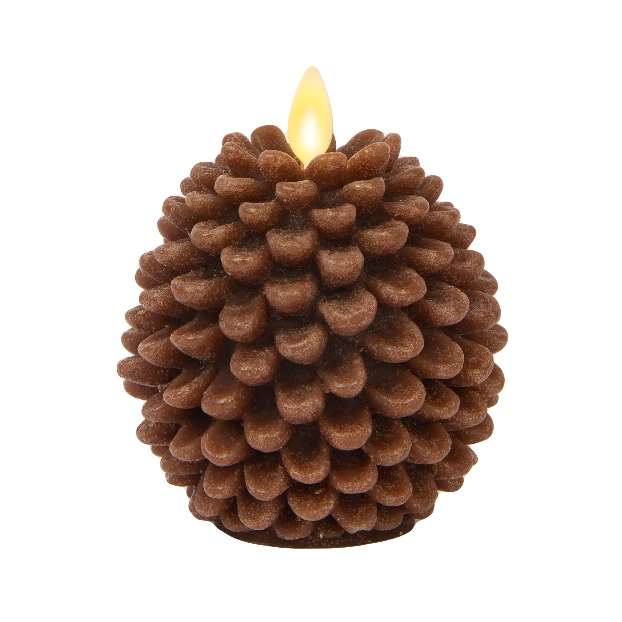 Luminara Pinecone Flameless Candles Chalky Brown Finish Pine Cone Figural, Real Wax Unscented Led Candles, Battery Operated With