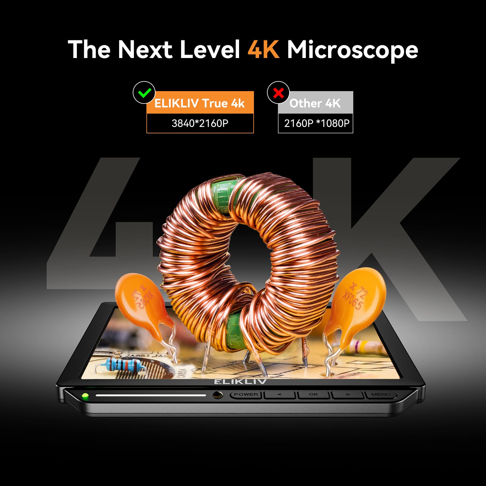 Elikliv Autofocus 4K Digital Microscope Em4K Af, 8'' Coin Microscope, 52Mp Hdmi Microscope, Soldering Microscope For Electronic