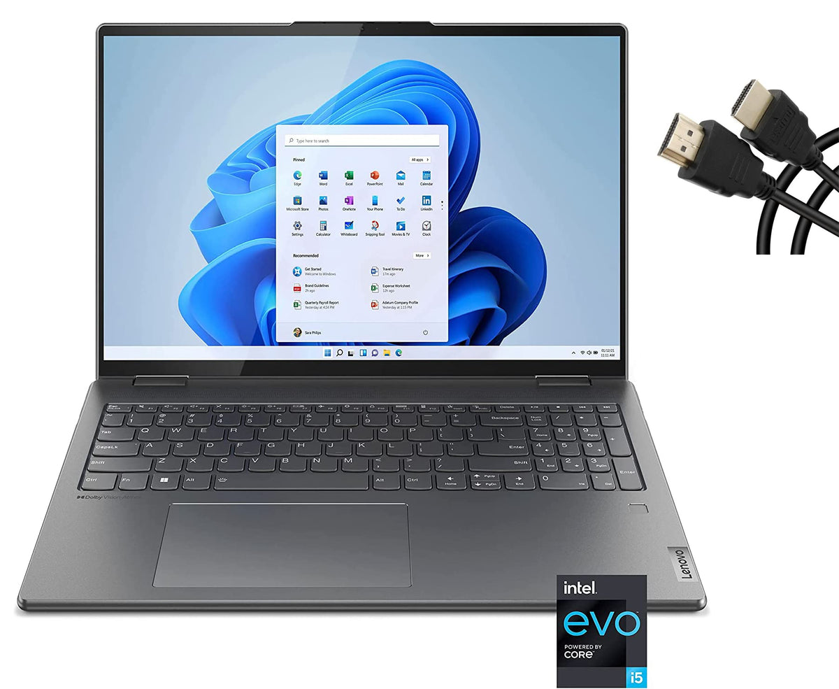 Lenovo Yoga 7I 16 Inch 2.5K Touchscreen (2560 X 1600) 2 In 1 Convertible Laptop Computer, Intel Evo Platform, Core I5 1240P, 8Gb