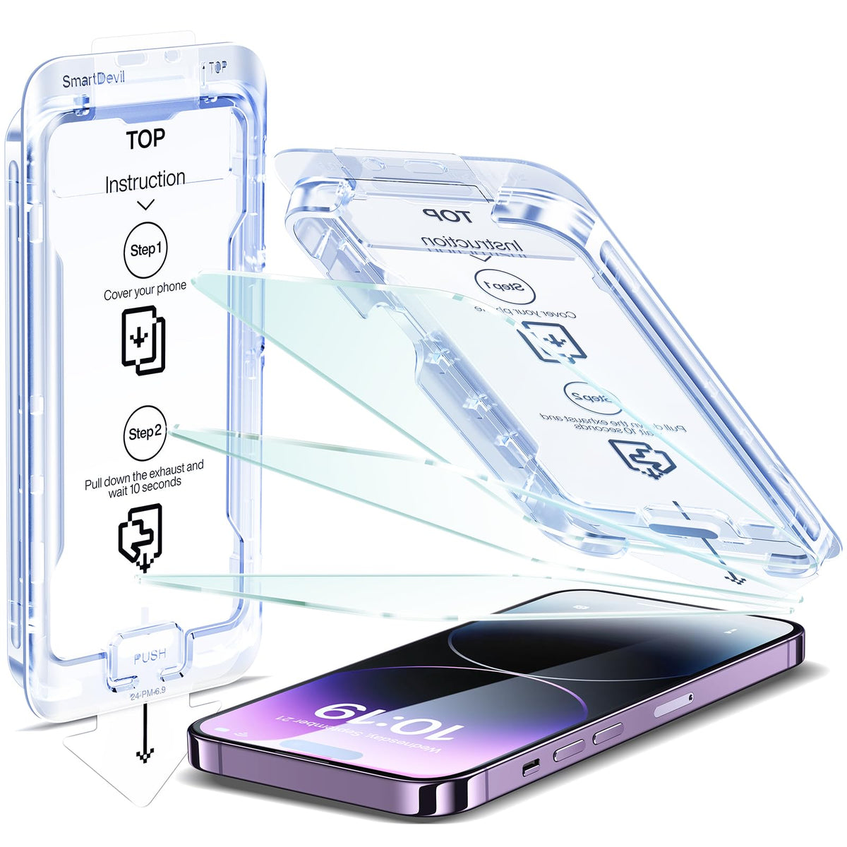 Smartdevil 3 Pack Screen Protector For Iphone 14 Pro(6.1 Inch) Tempered Glass, Hd Clear Film, Easy Installation, Dust-Free & Bub