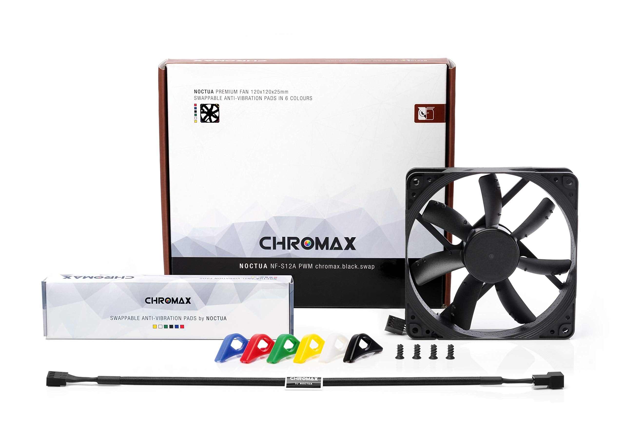 Noctua Nf-S12A Pwm Chromax.Black.Swap, Premium Quiet Fan, 4-Pin (120Mm, Black)