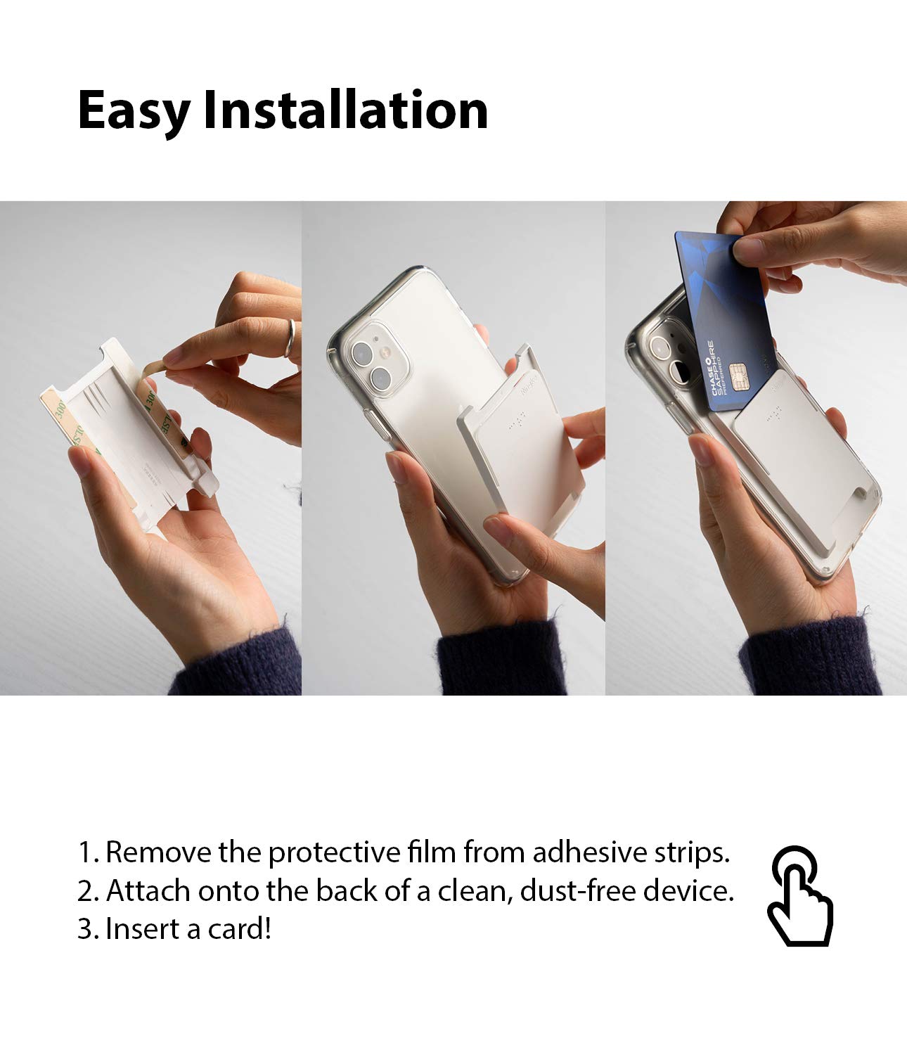 Ringke Slot Card Holder (2 Pack) Designed For Smartphones, Adhesive Stick On Wallet Case Minimalist Slim Hard Premium Credit Car