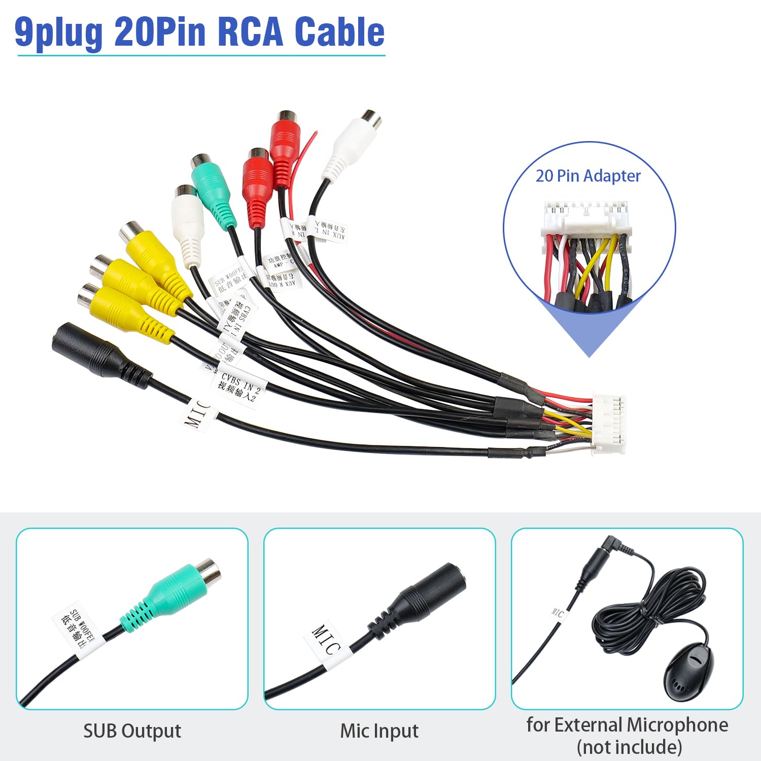 Jayubien Radio Wiring Harness Kit 16Pin Iso Android Car Stereo Wire Harness With Butt Connectors 10Pin 20Pin Rca Adapter Gps Ant