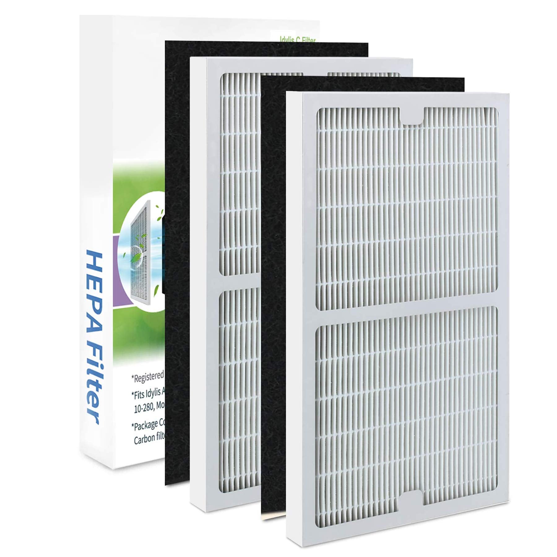 2 Pack Iaf H 100C Filter C Compatiable With Idylis Air Purifiers Iap 10 280 & Iap 10 200 (2 Pack Hepa Filter & 2 Activated Carbo