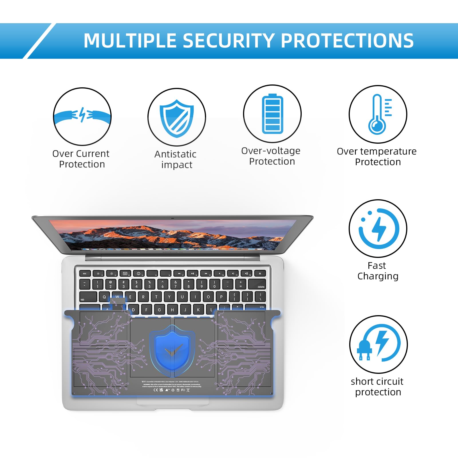 Yxkc A1465 Battery Replacement For Macbook Air 11 Inch A1406 A1370 A1495 Battery [Mid 2011 2012 2013 Early 2014 2015 Version] 39