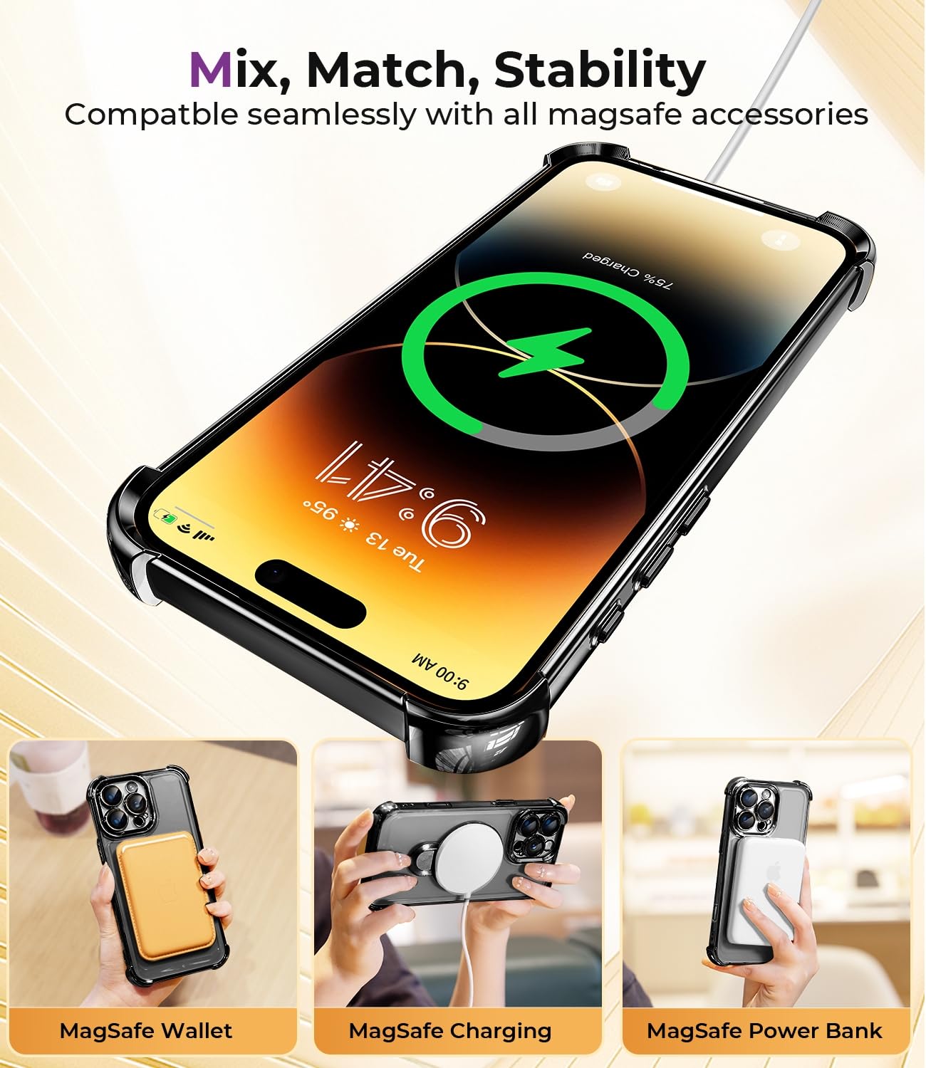 Chiclady For Iphone 16 Pro Max Case With Integrated Lens Protection, [Foldable Stand & Ring Holder] [Compatible With Magsafe], G