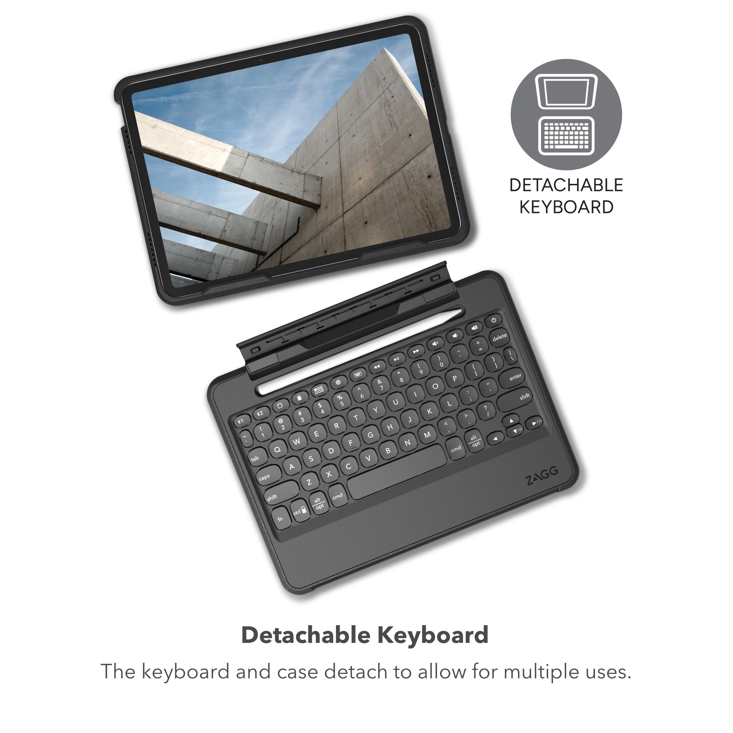 Zagg Rugged Book Ipad 10.9'' (Gen 10) Case   Durable Wireless Keyboard Case, Military Grade Drop Protection, Multi Device Pairin