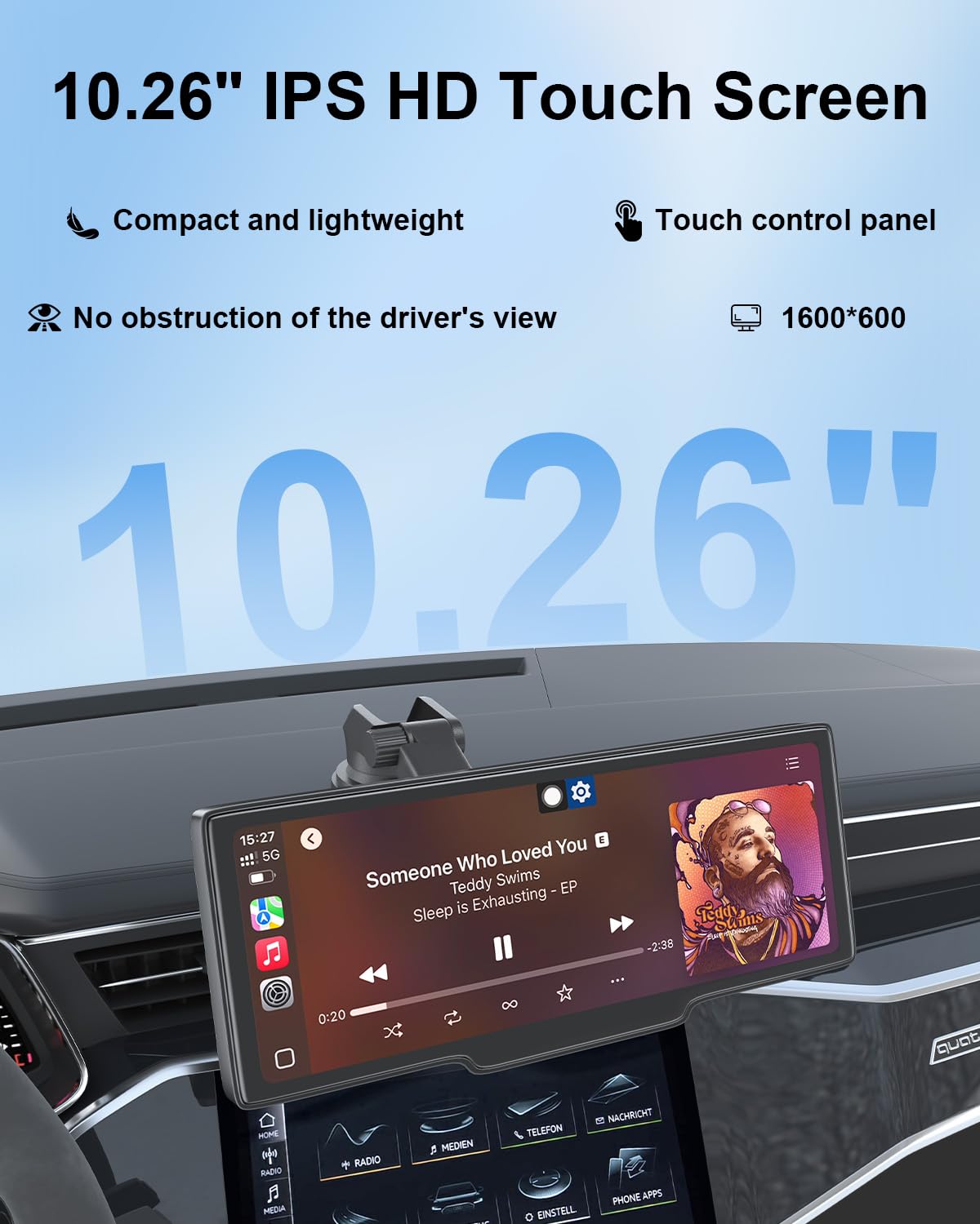 Hk5 Carplay Screen For Car, 10.26 Hd Wireless Apple Carplay & Android Auto Touch Screen With Backup Camera, Car Play Radio Scree