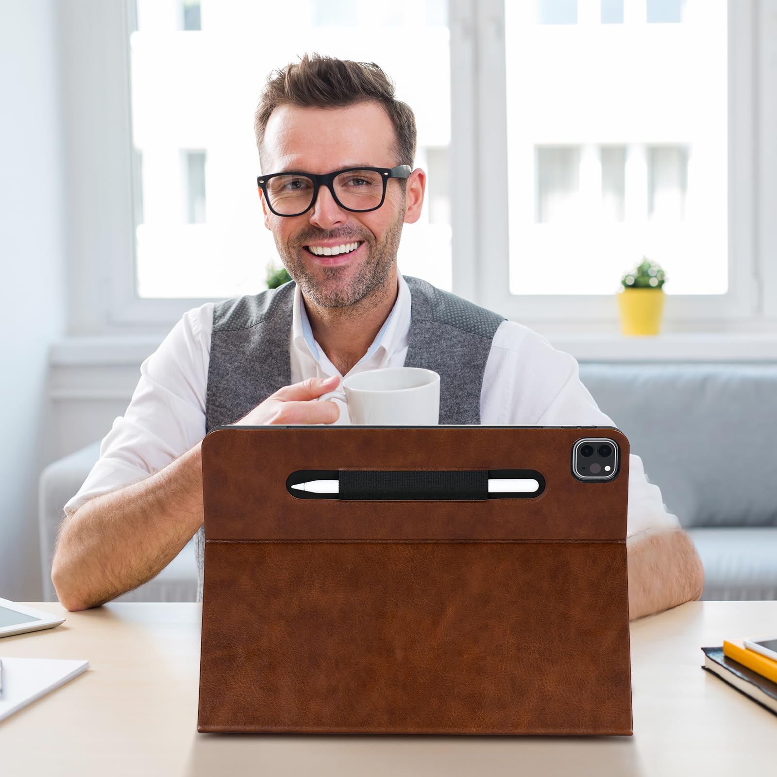 Hfcoupe For Ipad Air 2024 13 Inch Case M2, Lightweight 12.9 Inch Ipad Pro 6Th/5Th Gen Cover With Elastic Pencil Holder And Magne