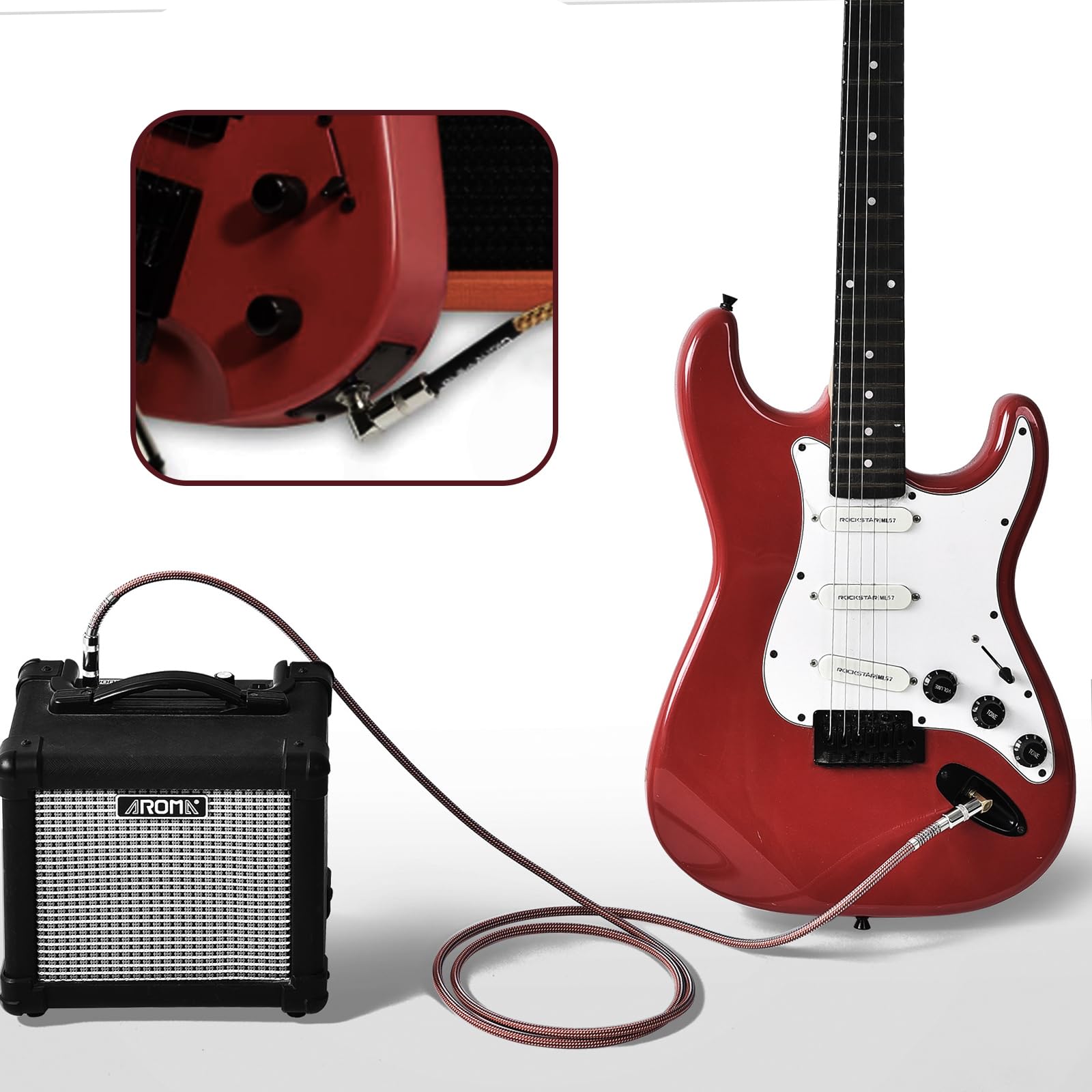 Otraki 2 Pack Guitar Cables 6 Ft Electric Instrument Cord 1/4 Inch Straight To Right Angle 6.35Mm Electric Guitar Cable Ts Solid