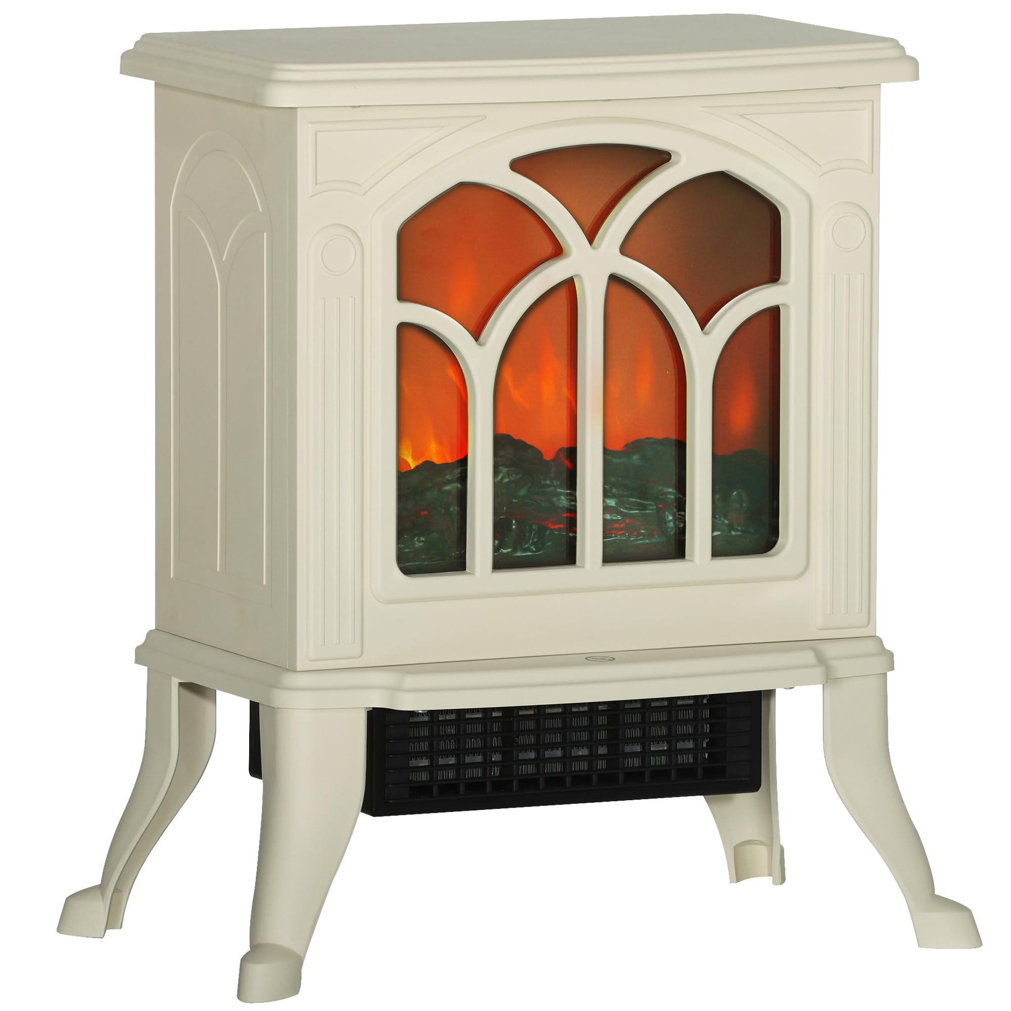 HOMCOM 17 Freestanding Electric Fireplace Stove, Fire Place Heater with Realistic Logs and Flame Effect and Overheat Protection,