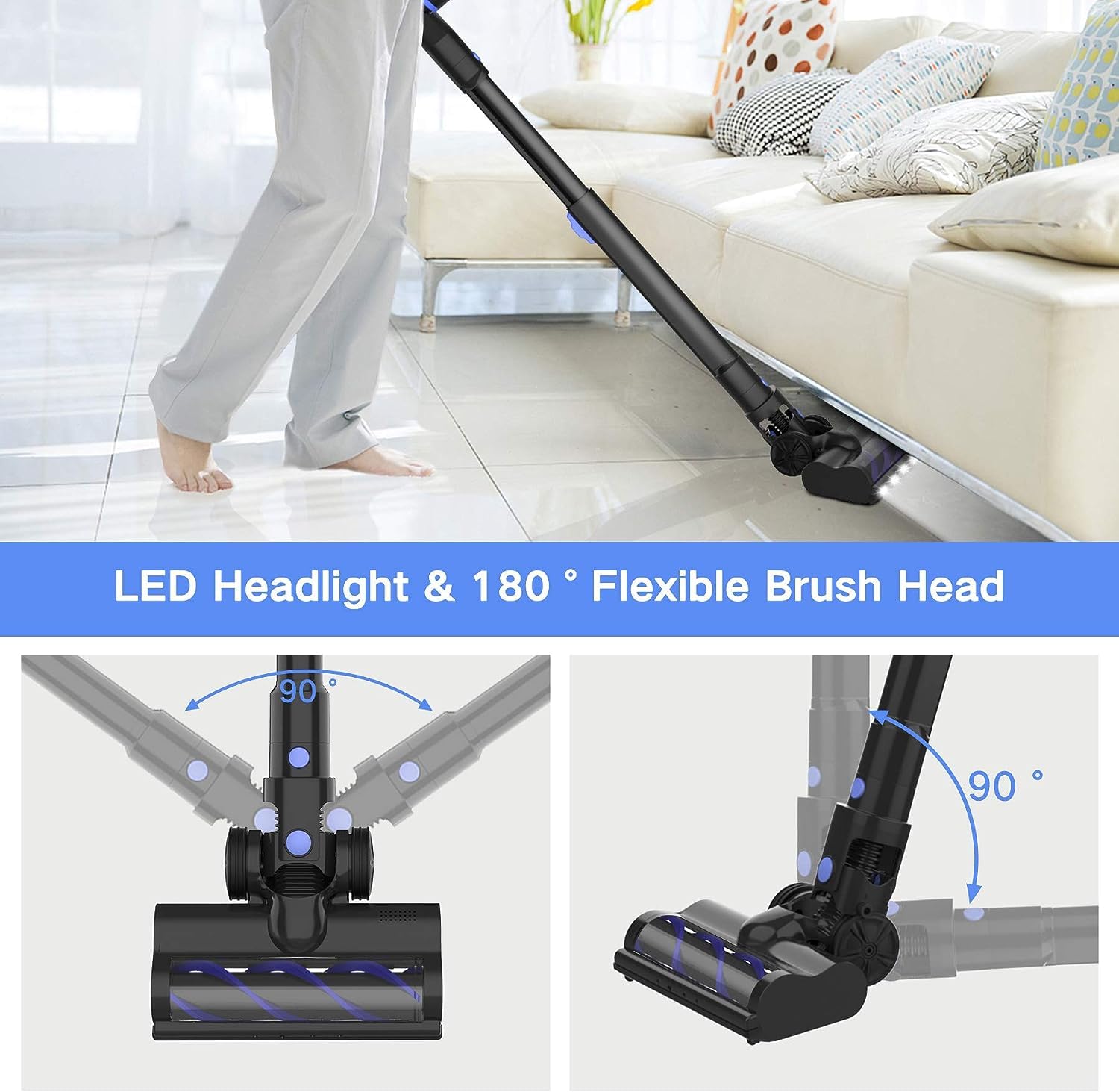 Coolwill Cordless Vacuum Cleaner, 4 In 1 Vacuum Cleaners For Home, Handheld Vacuum Cleaner With 40 Mins Runtime, Stick Vacuum Fo