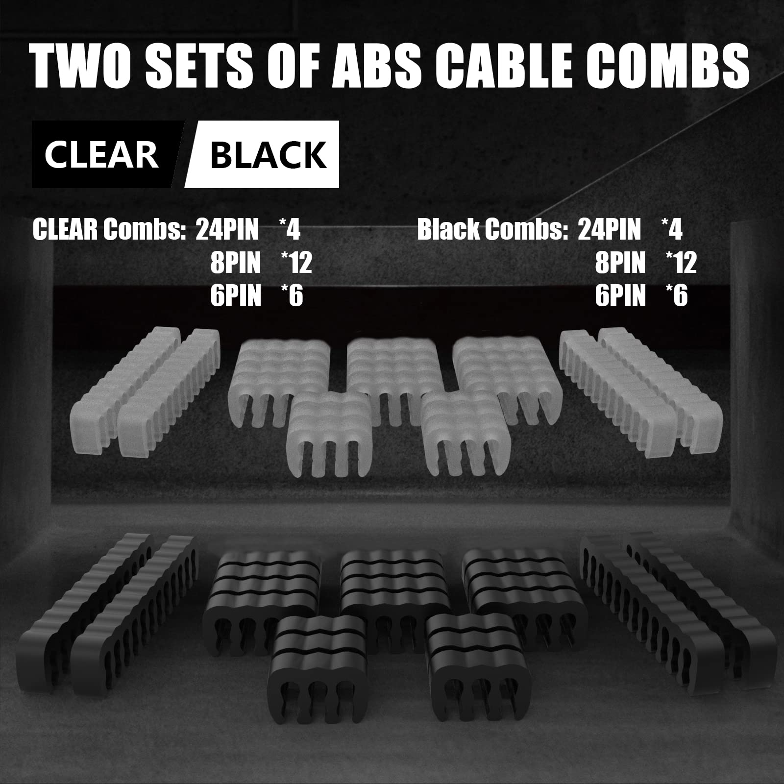 Abno1 Psu Cable Extension Kit With Two Sets Of Cable Combs 1X24Pin/1X8Pin(4+4) Eps/2X8Pin(6P+2P) Pci E/ 30Cm Length,Pc Sleeved C