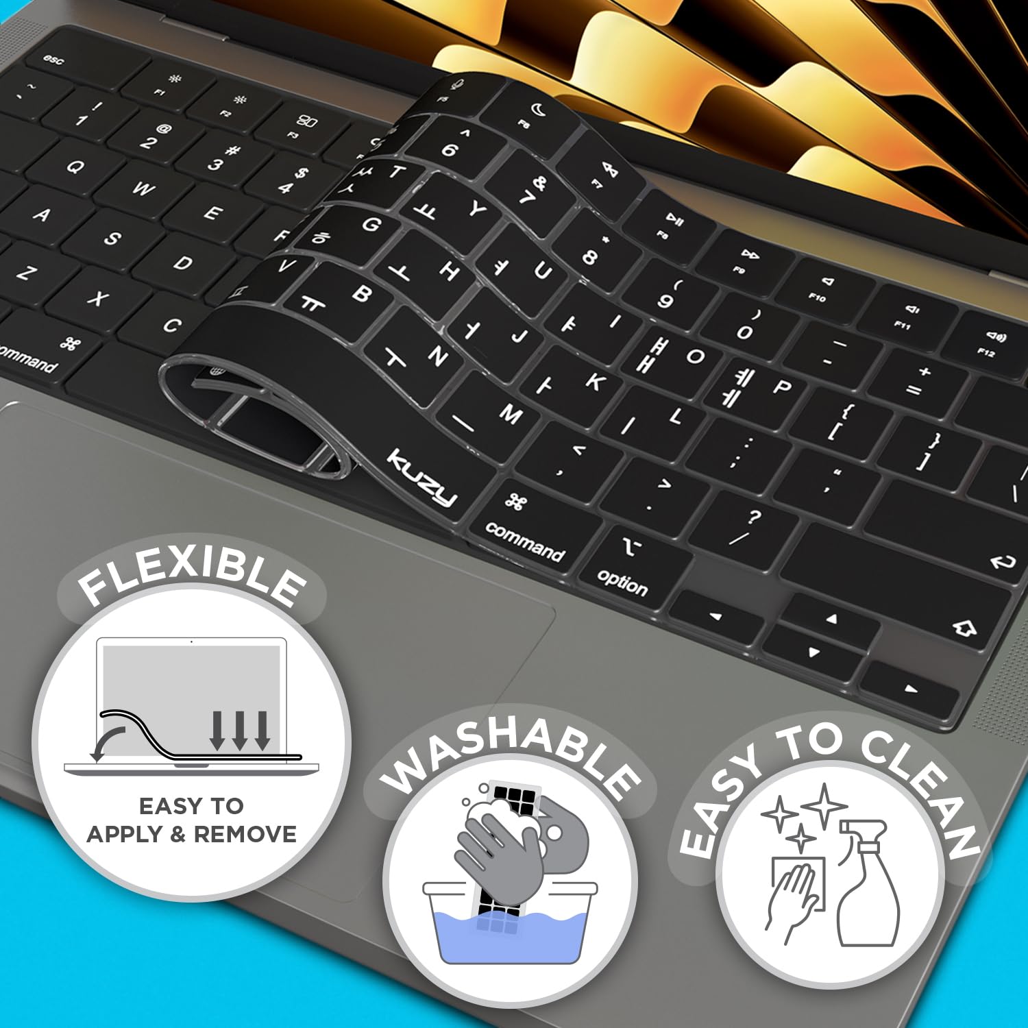 Kuzy Korean Macbook Pro Keyboard Cover 2024 2023 2022 14 Inch 16 Inch M3 M1 M2 Macbook Air Keyboard Cover 15 Inch 13.6 Inch Sili
